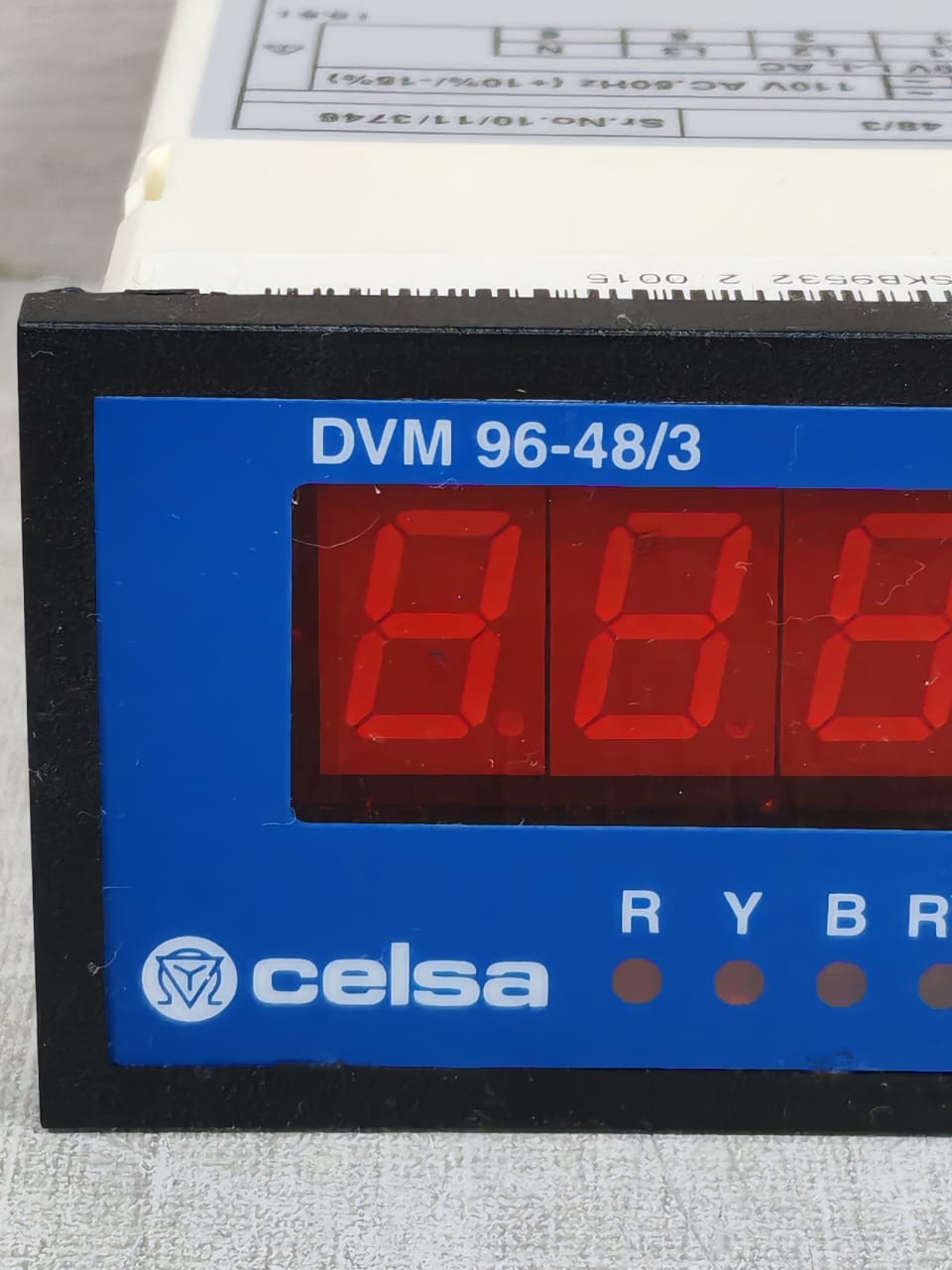 CELSA DVM-96 CELSA DVM 96-48/3 DIGITAL PANEL METERS 110VAC 3