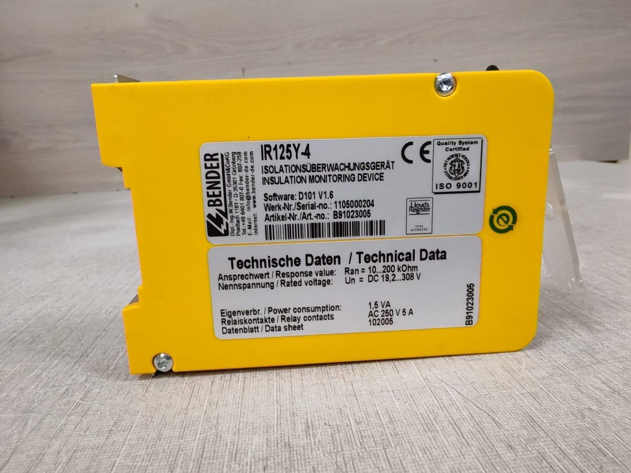 Bender B91023005 BENDER IR125Y-4 INSULATION MONITORING DEVICE B91023005 2