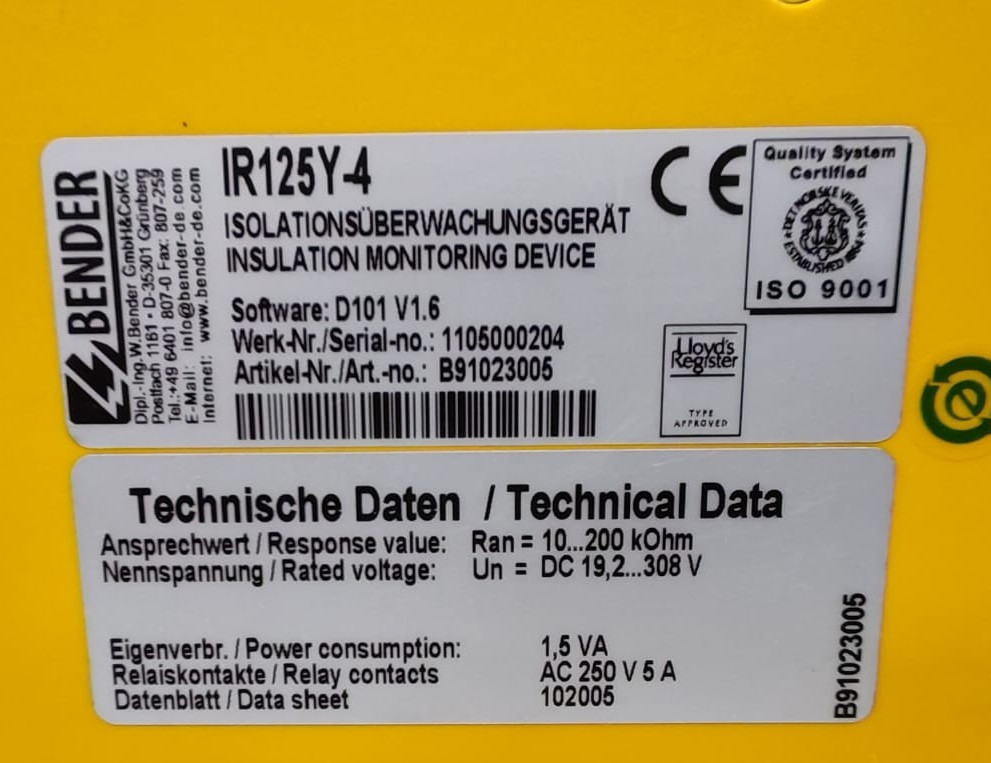 Bender B91023005 BENDER IR125Y-4 INSULATION MONITORING DEVICE B91023005 10