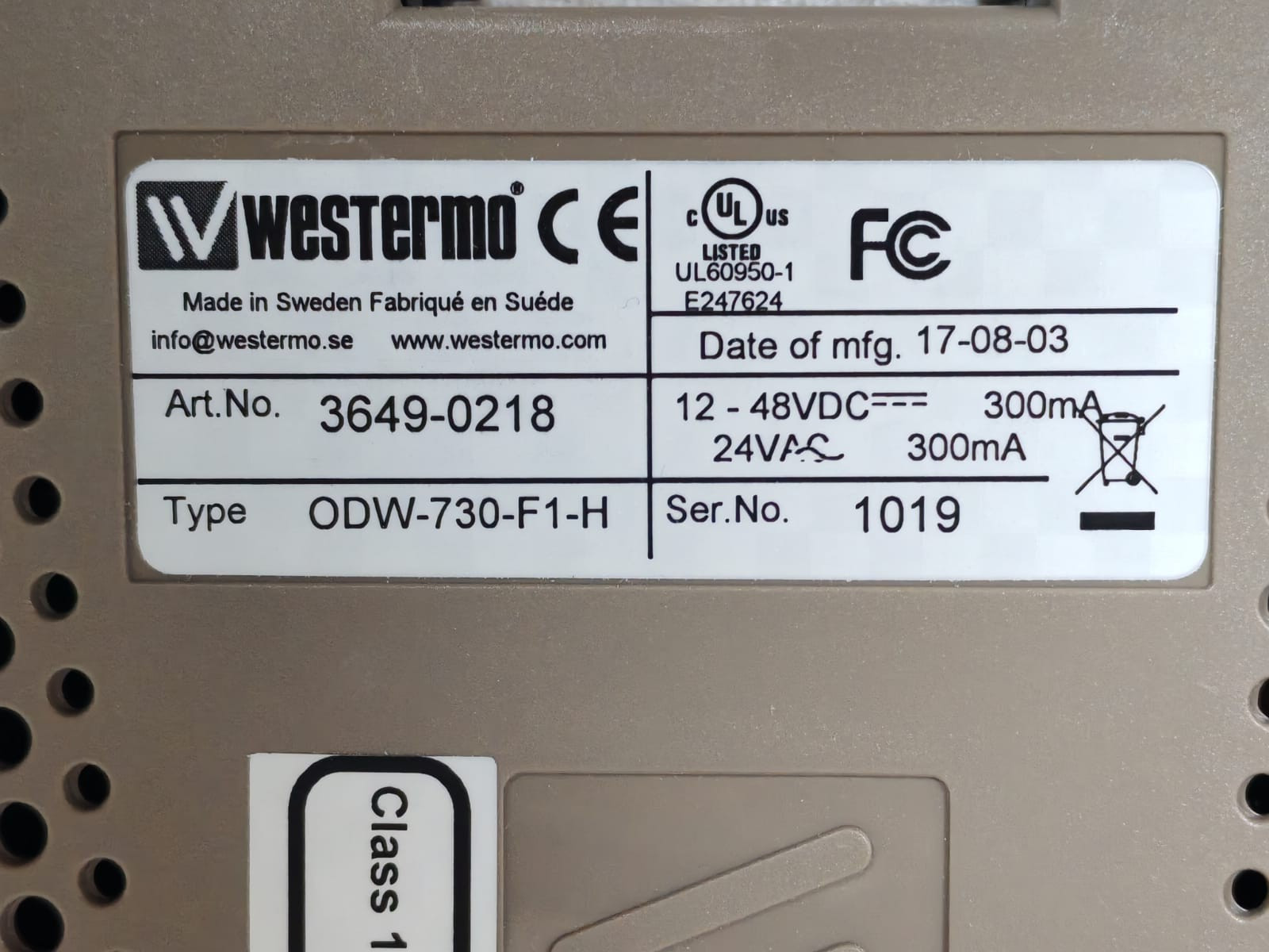 westermo 3649-0218 Westermo ODW-730-F1-H Fibre Converter 3649-0218 4