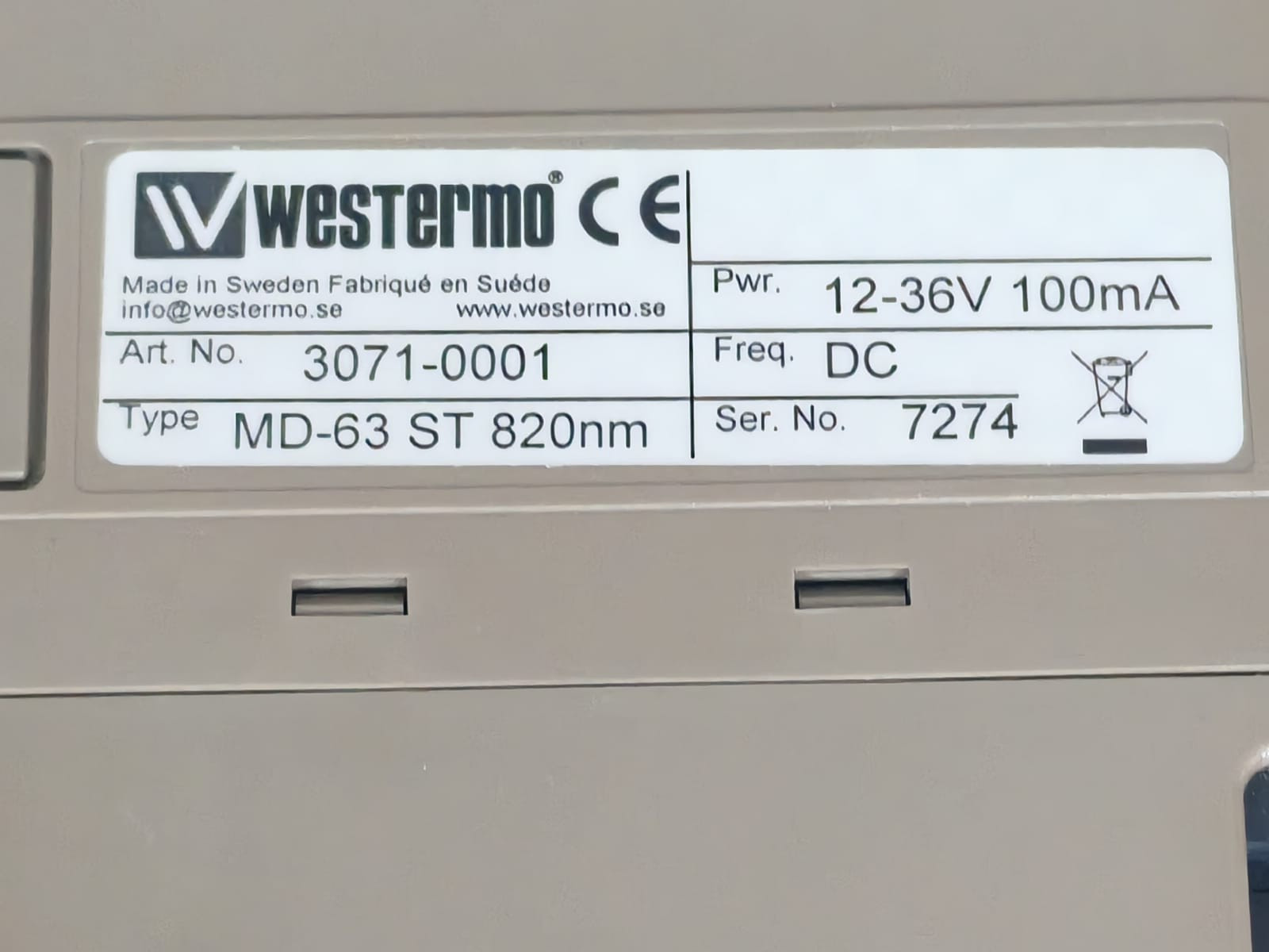 Westermo 3071-0001 Westermo MD-63 ST 820NM Fiber Optic Modem 3071-0001 3