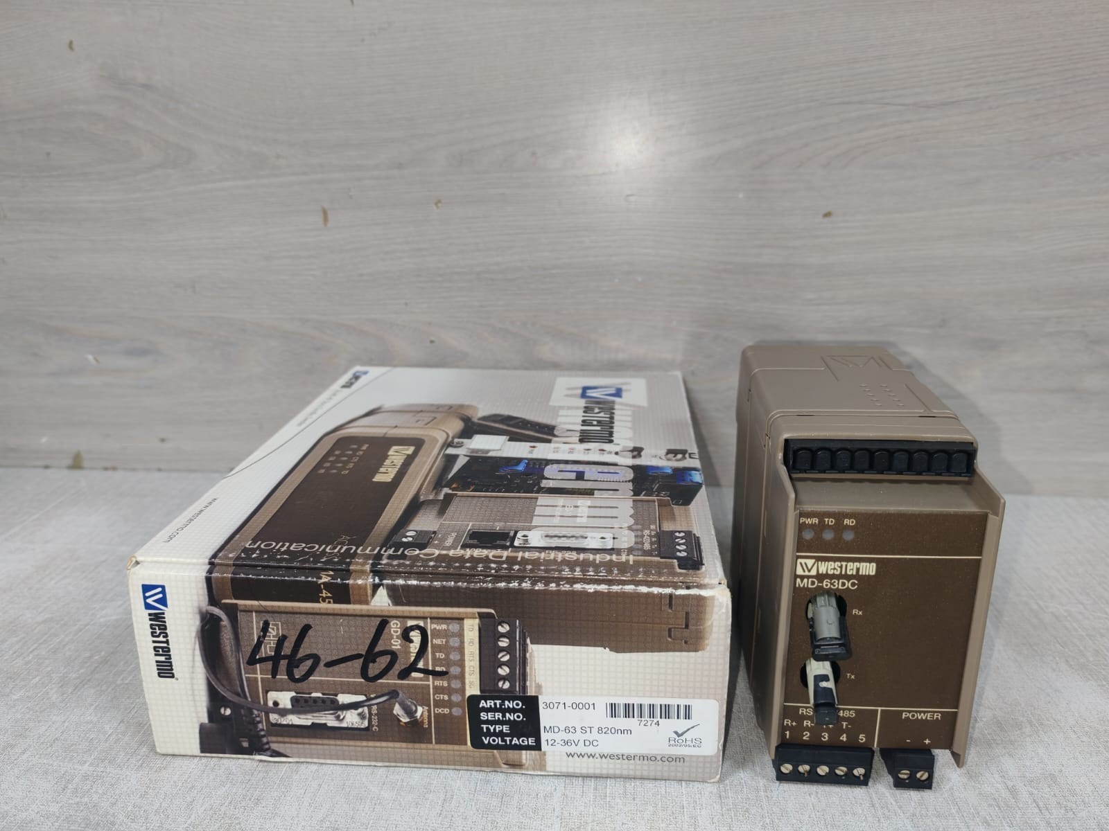 Westermo MD-63 ST 820NM Fiber Optic Modem 3071-0001