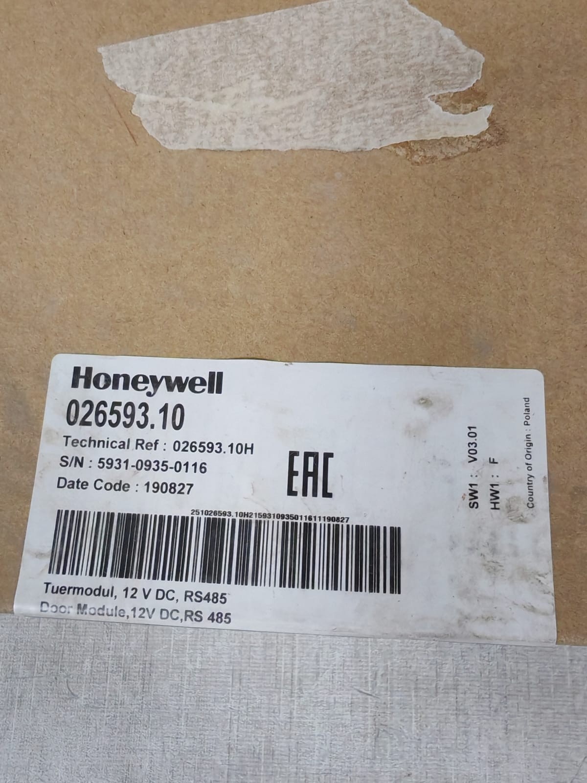 Honeywell 026593.10 HONEYWELL VCA-039002 DOOR MODULE PN:026593.10 10