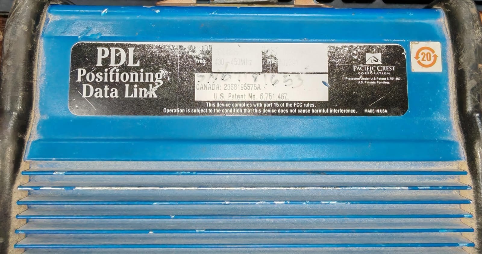 PACIFIC CREST PDL4335 PACIFIC CREST PDL4335 430-450MHz PDL POSITIONING DATA LINK 7