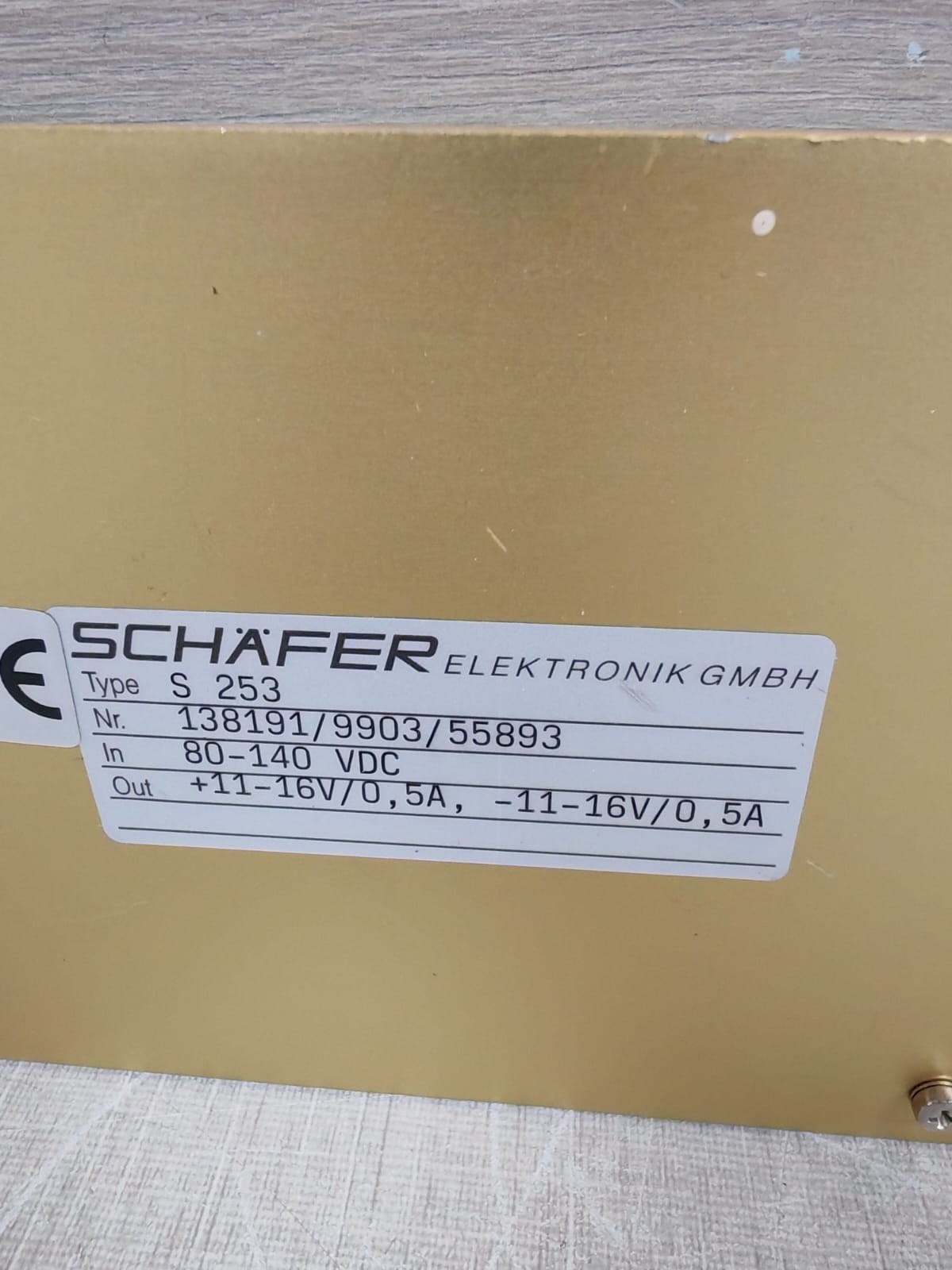 Schafer Elektronik SCHAFER ELEKTRONIK GMBH S 253 SCHAFER ELEKTRONIK GMBH S 253 80-140 VDC 6