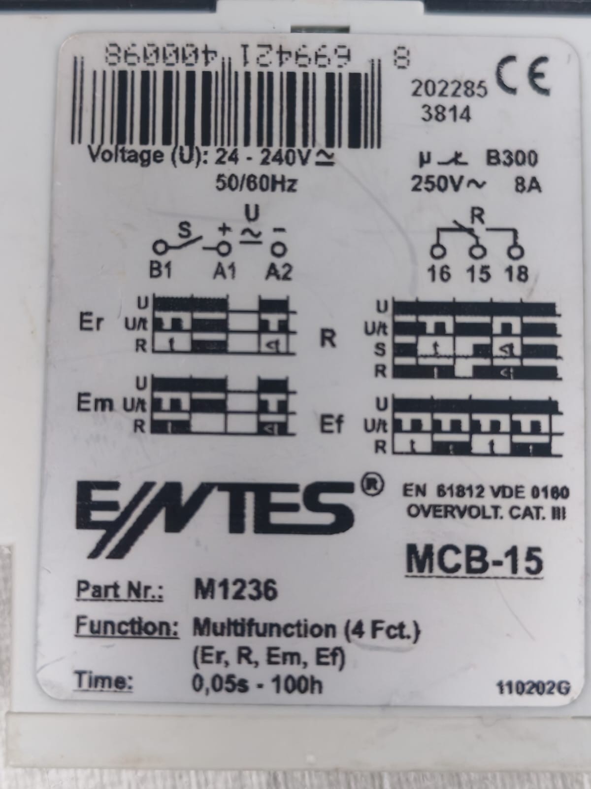 ENTES MCB-15 M1236 ENTES MCB-15 M1236 Time Relay 8