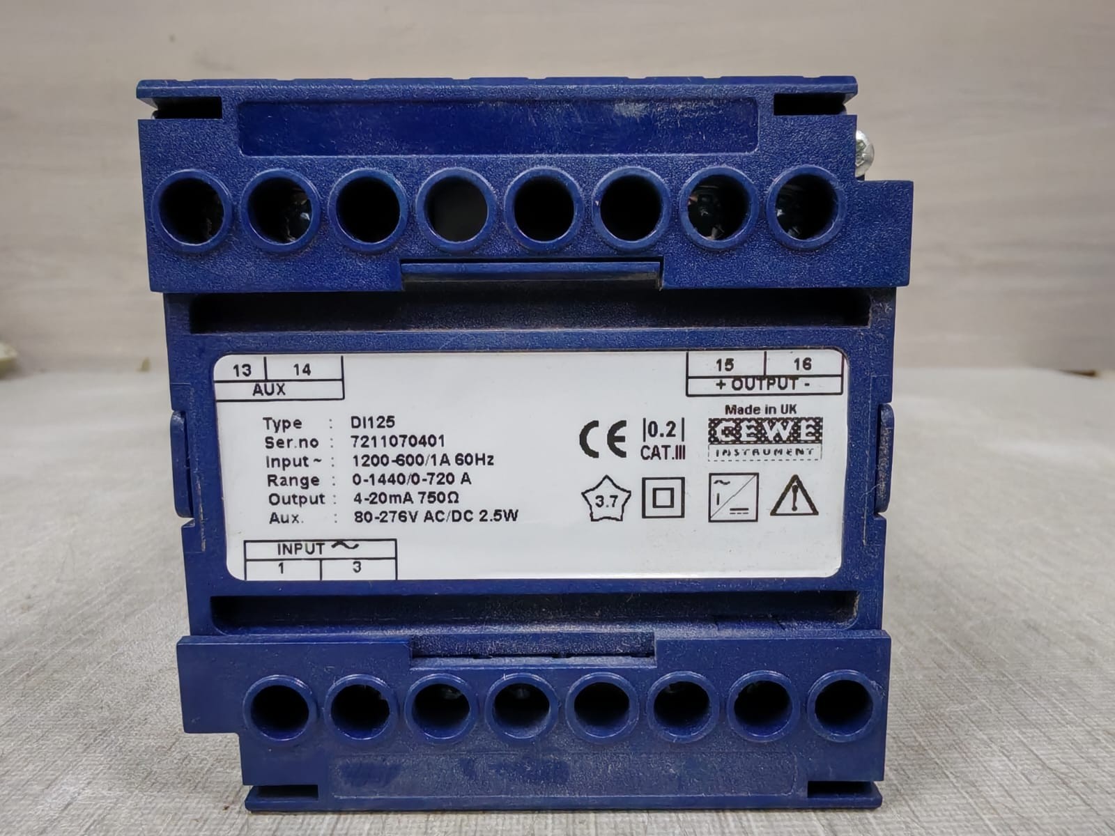 CEWE DI125 CEWE DI125 Transducer Range 0-1440 / 0 -720 A 4