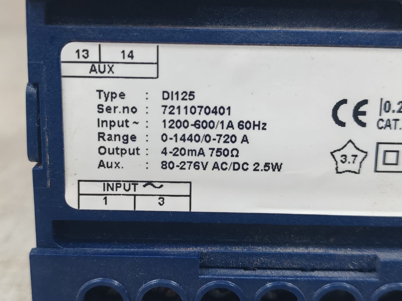 CEWE DI125 CEWE DI125 Transducer Range 0-1440 / 0 -720 A 5