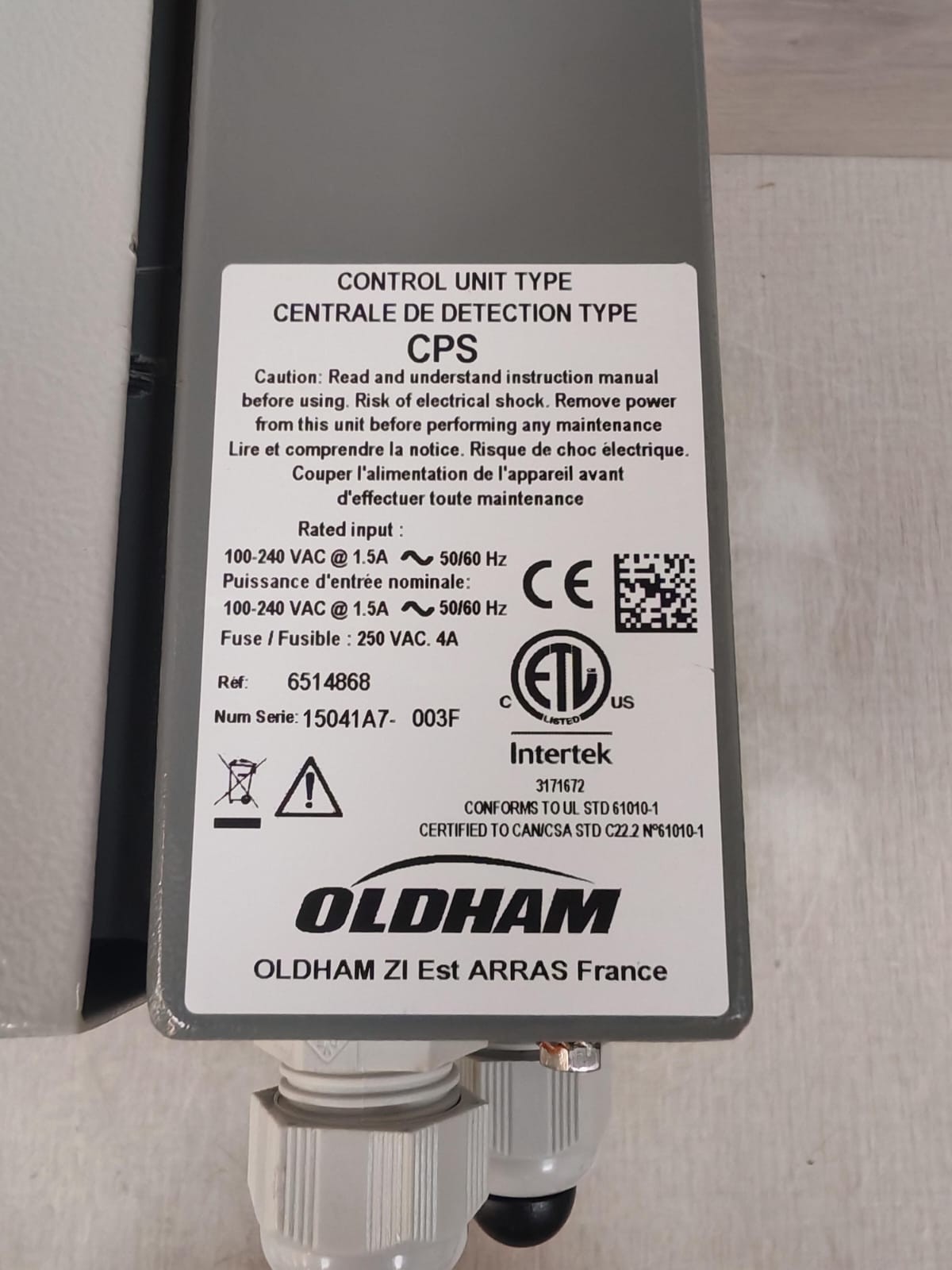 OLDHAM CPS 6514868 OLDHAM CPS 6514868 CONTROL UNIT TYPE 100-240VAC 10