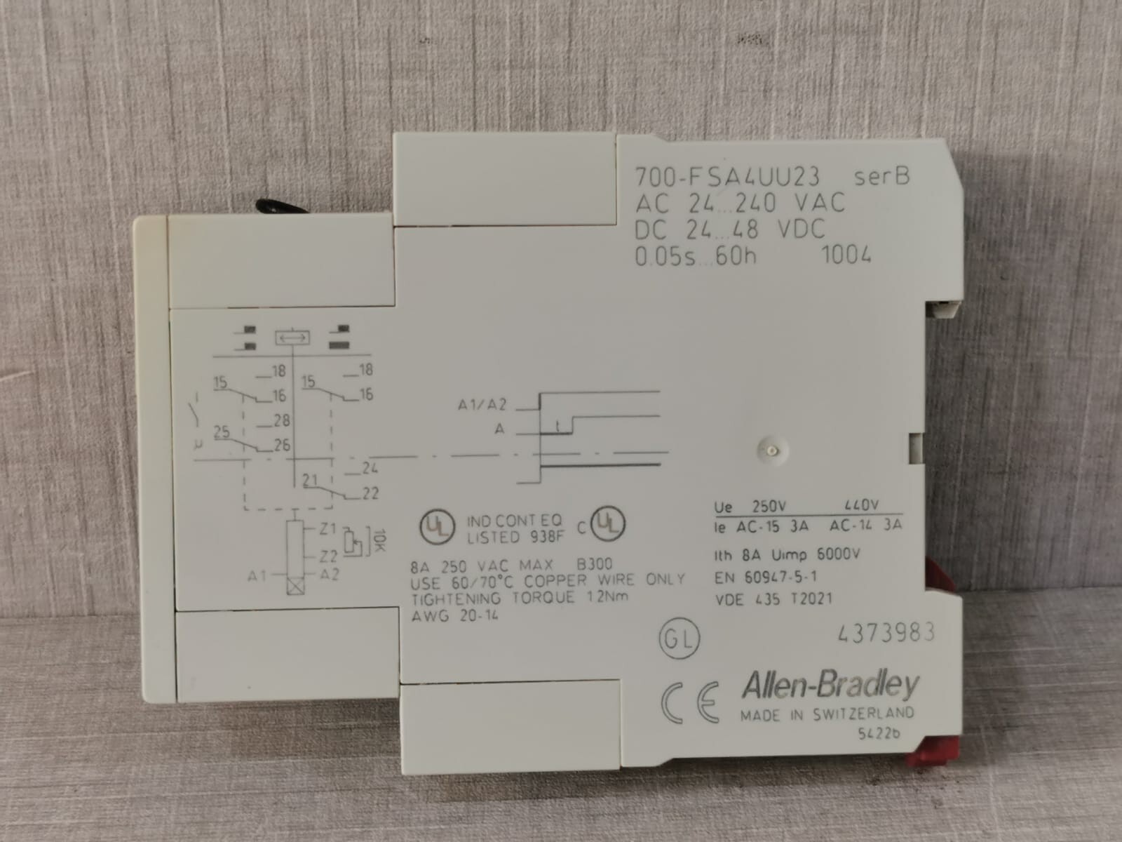 Allen-Bradley 700-FSA4UU23 ALLEN-BRADLEY 700-FSA4UU23 ser B TIMING RELAY 5