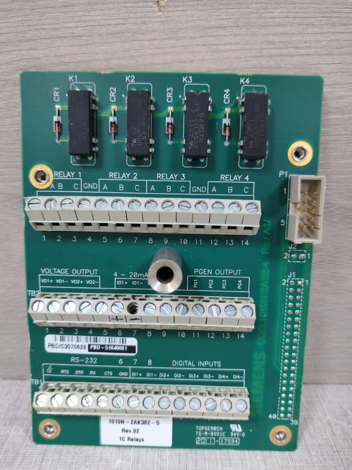 SIEMENS CQO:1010N-2AS2-4 Rev.A1 / 1010N-2AK3S2-5 Rev.02 1C Relays