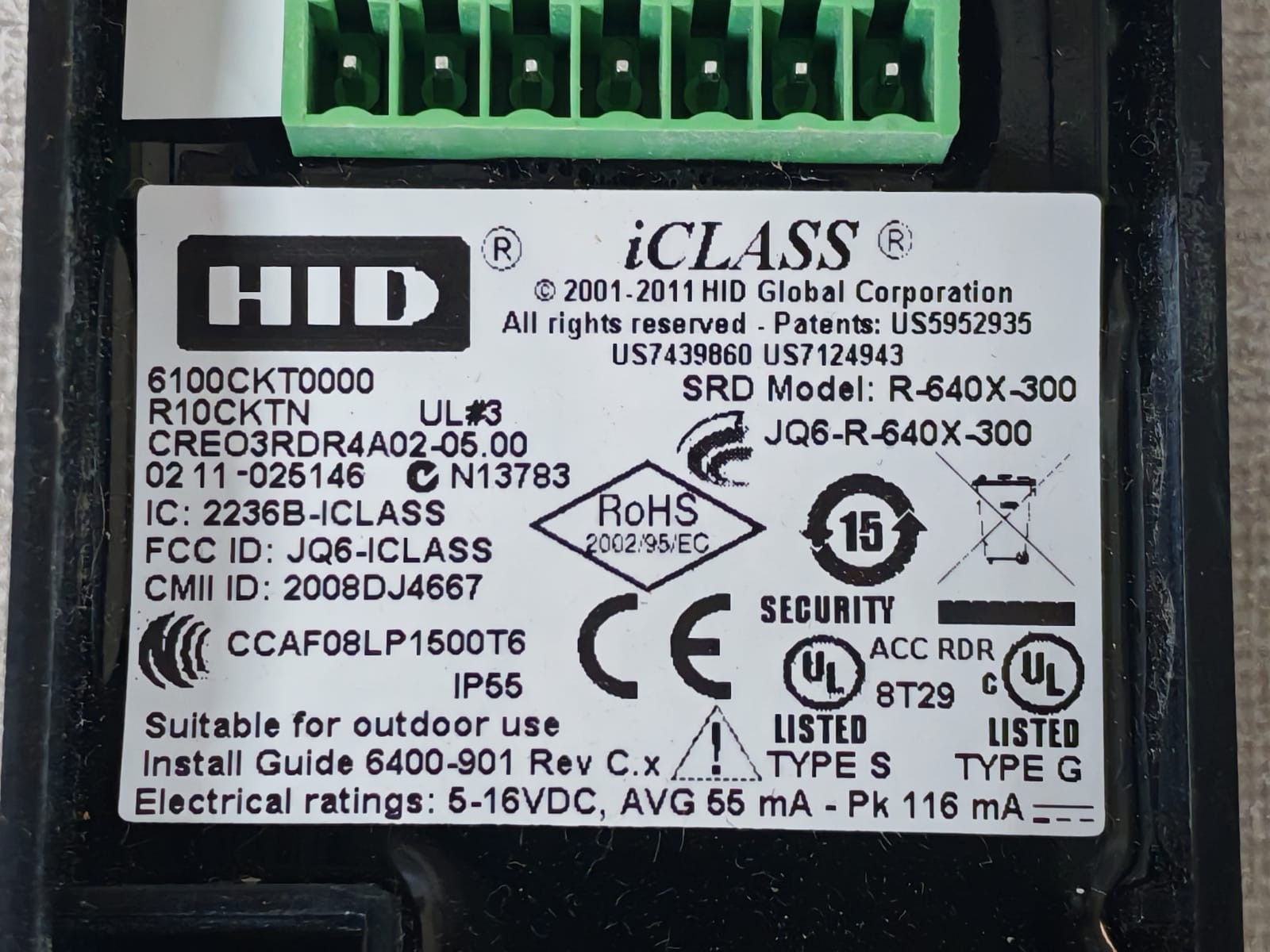 HID R10CKTN HID 6100CKT0000 iClass R10 Mullion Reader R10CKTN 3