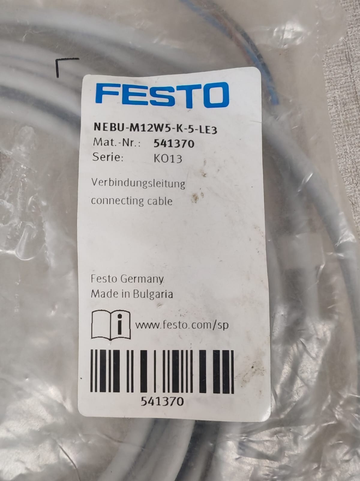 Festo M12W5-K-5-LE3 FESTO NEBU-M12W5-K-5-LE3 541370 CONNECTING CABLE 4