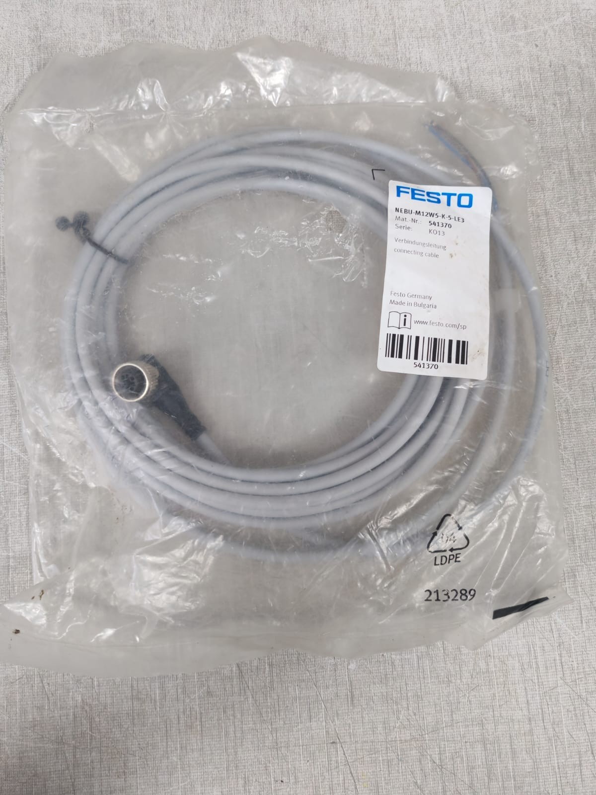 FESTO NEBU-M12W5-K-5-LE3 541370 CONNECTING CABLE