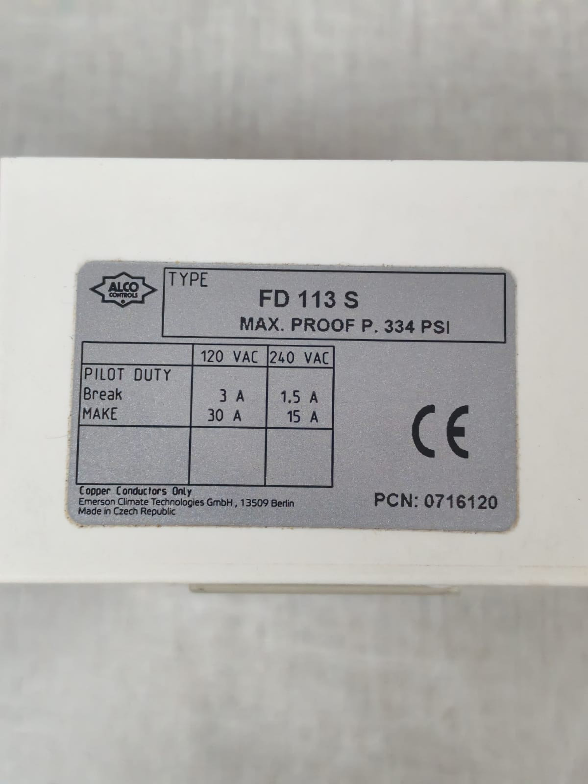 EMERSON ALCO AX-LDPS-FD113S EMERSON ALCO CONTROLS AX-LDPS-FD113S LIQUID DIFFERENTIAL PRESSURE SWITCH 8