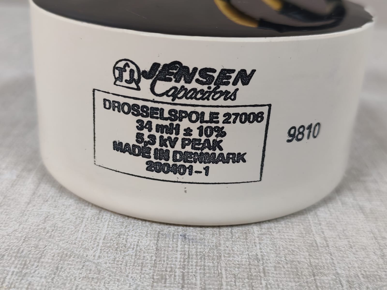 Jensen 27006, 200401-1 JENSEN CAPACITORS DROSSELSPOLE 27006 34mH 5.3 kV Peak 200401-1 3
