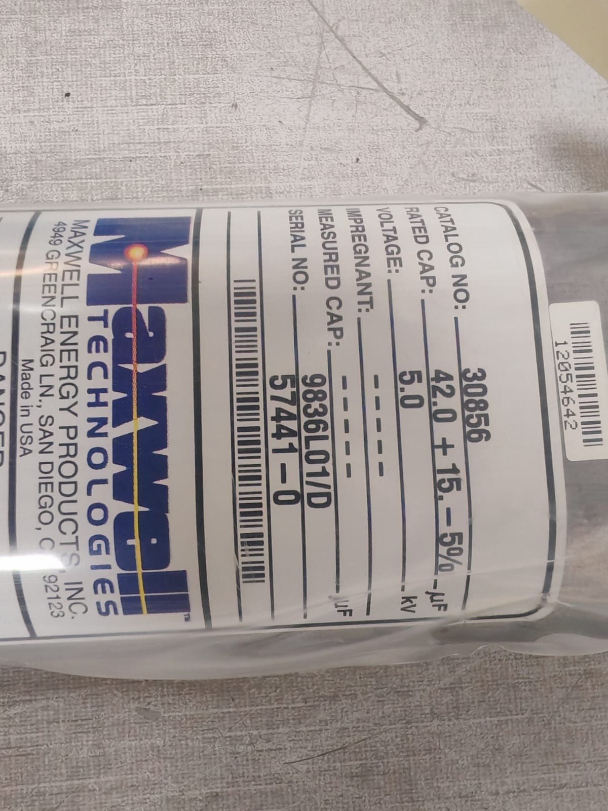 S&W 39052-B, 30856 MAXWELL 30856 5.0 kV with S&W 39052-B CAPACITOR BOARD 6