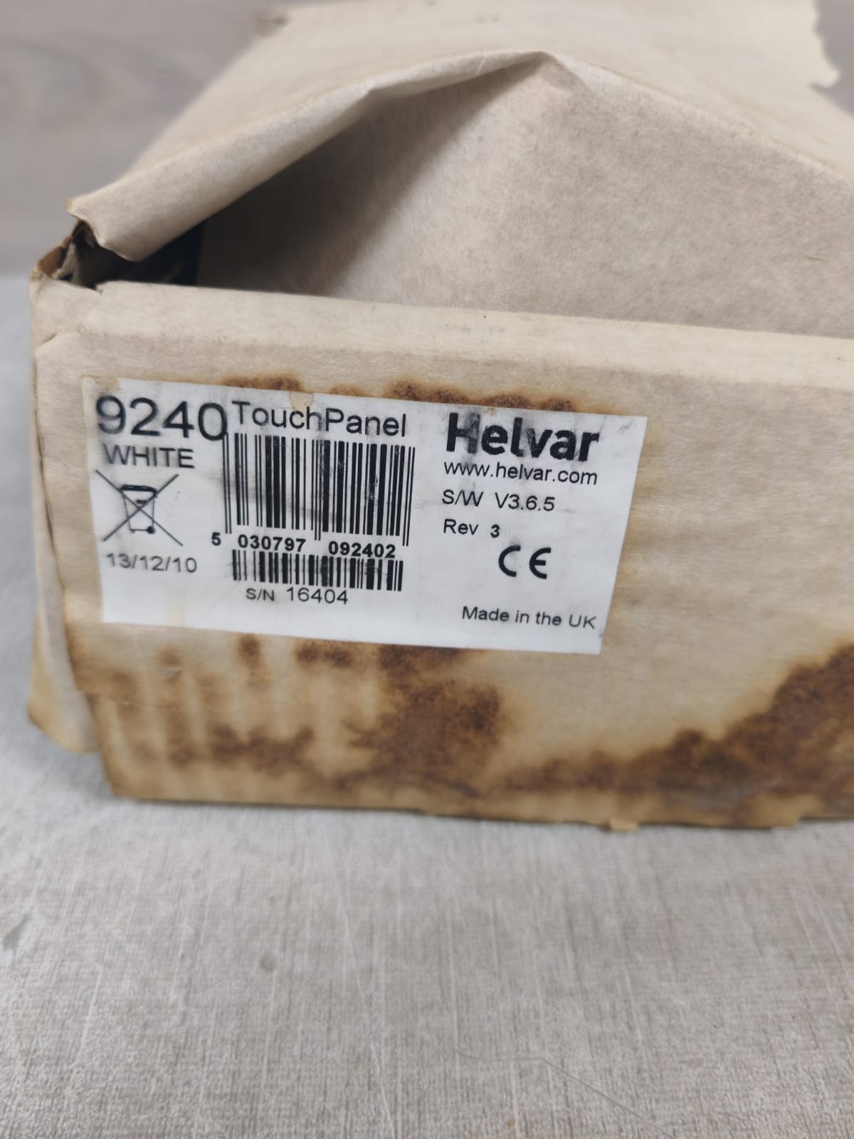 HELVAR HELVAR 9240 HELVAR 924 - 9240 TOUCH PANEL S/W V3.6.5 REV.3 WITHOUT CASE 7