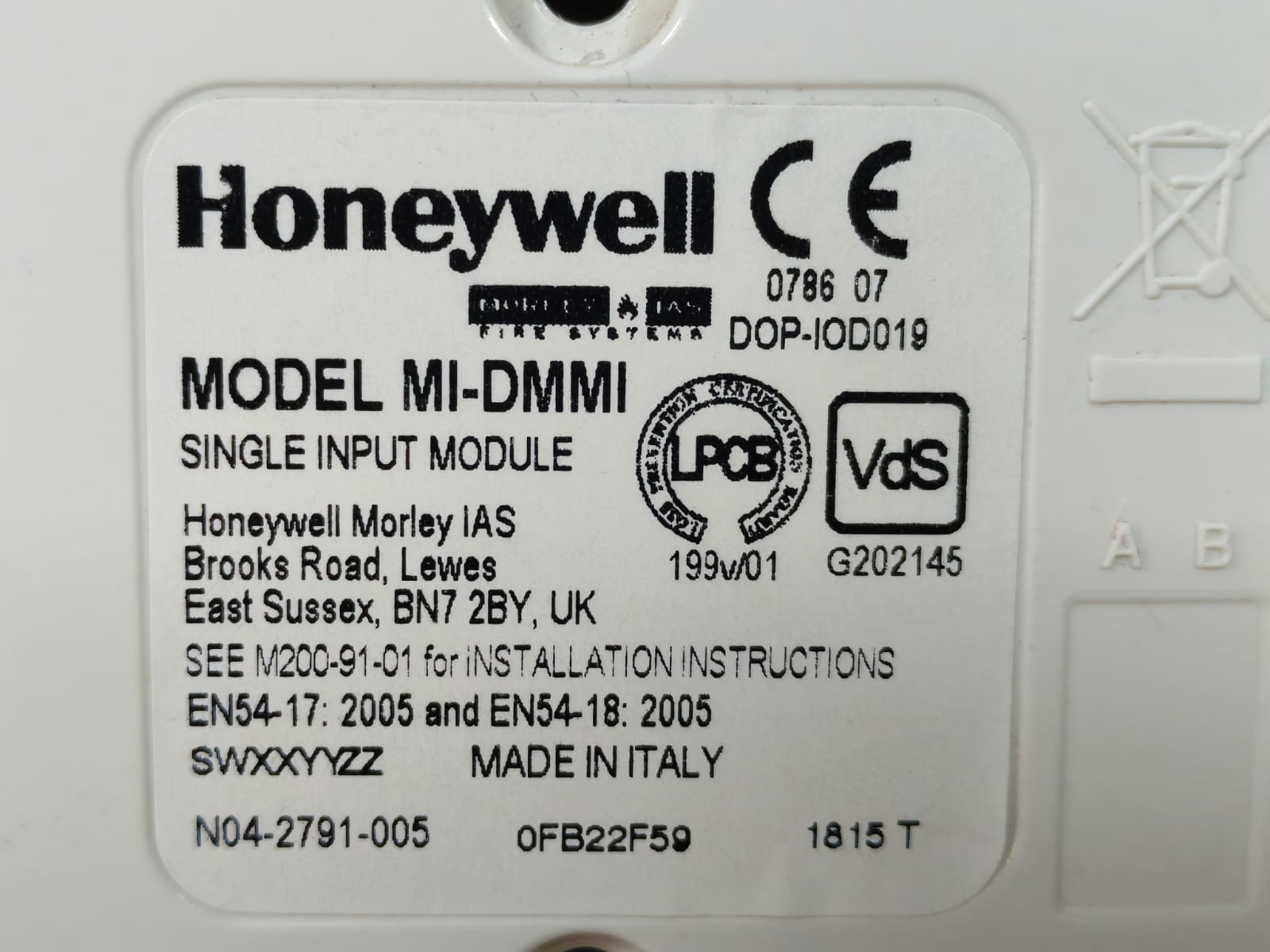 Honeywell MI-DMMI HONEYWELL MI-DMMI SINGLE INPUT MODULE 4