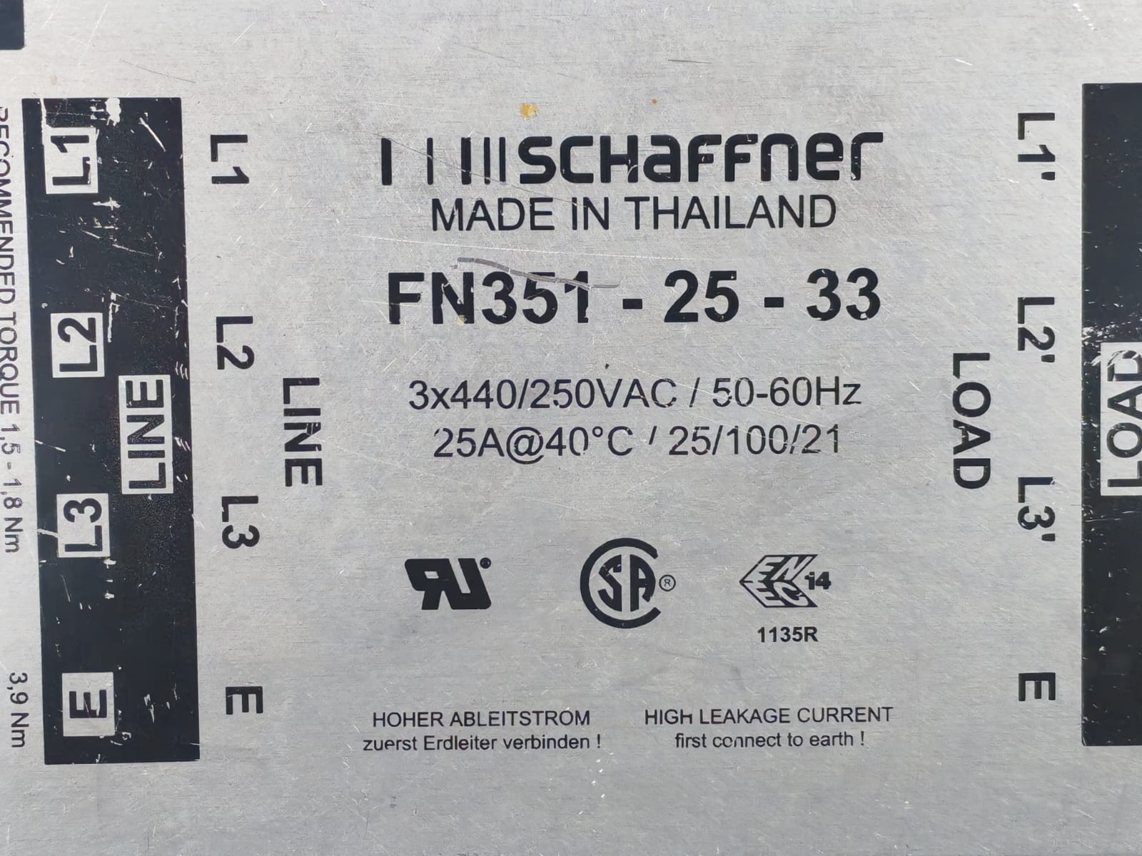 Schaffner FN351-25-33 SCHAFFNER FN351-25-33 Power Line Filter 2