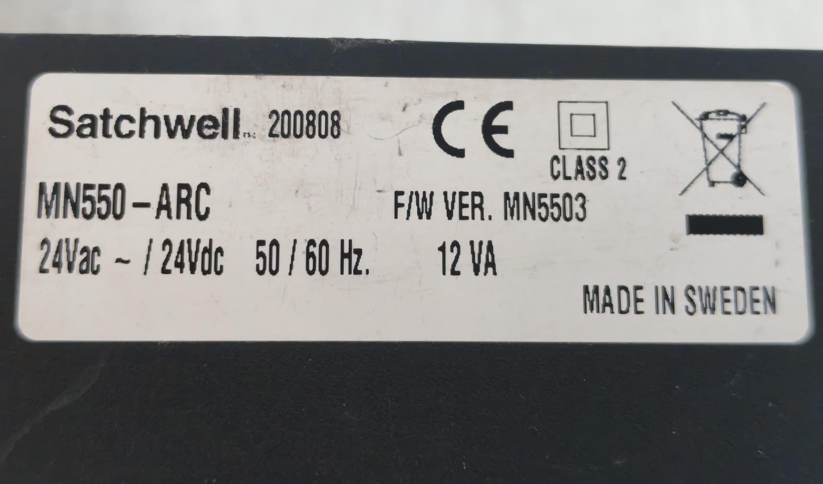 Satchwell MN550-ARC SATCHWELL MN550-ARC F/W VER. MN5503 PROGRAMMABLE CONTROLLER 9