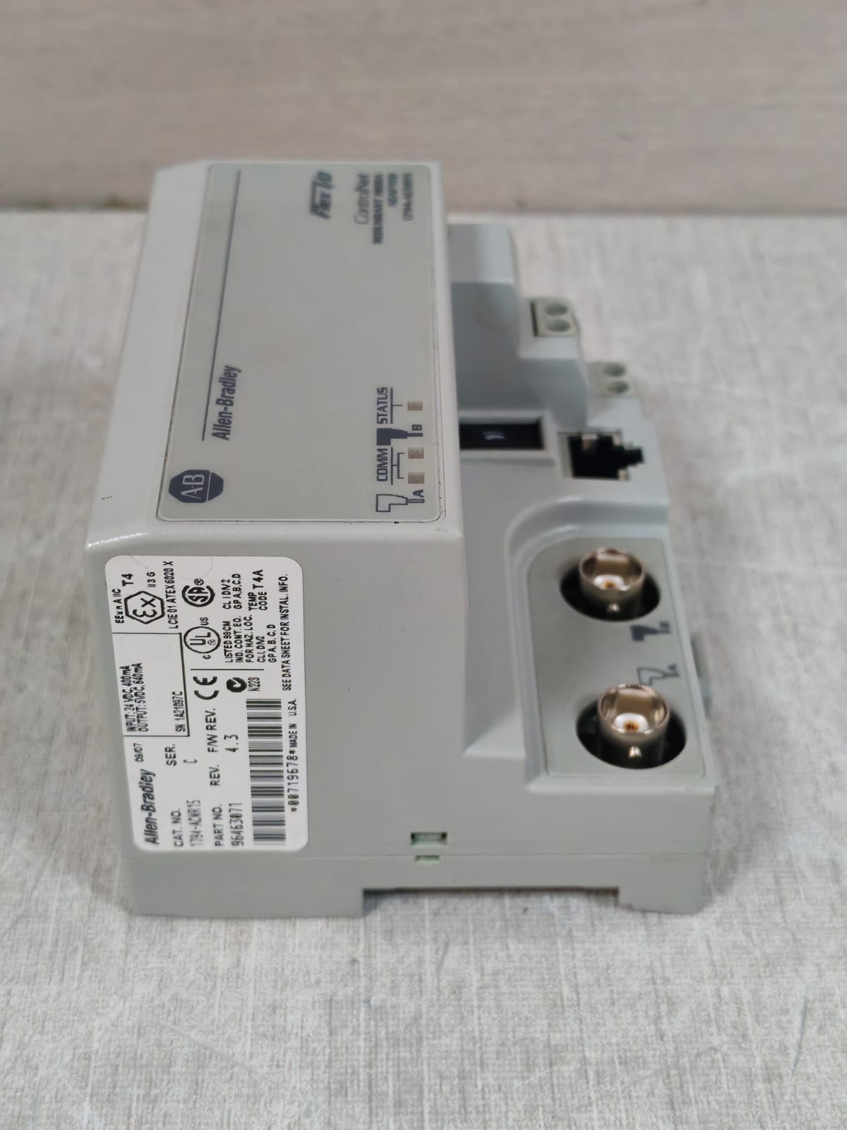 Allen-Bradley 96463071 SER.C F/W REV 4.3 ALLEN BRADLEY 1794-ACNR15 96463071 CONTROLNET REDUNDANT ADAPTER- W/O ORIG.BOX 10
