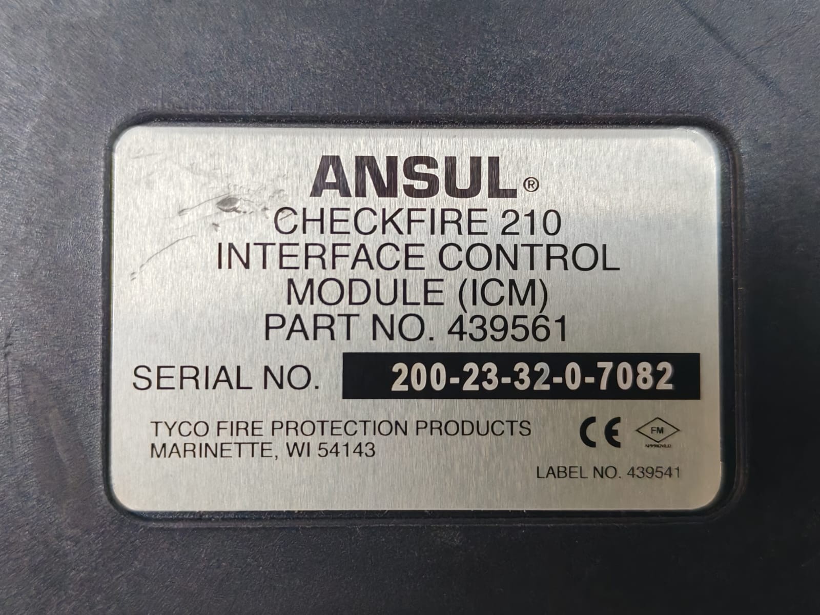 UNKNOWN ICM-439544 ANSUL CHECKFIRE 210 INTERFACE CONTROL MODULE (ICM) 439544-01 PART NO. 439561 5