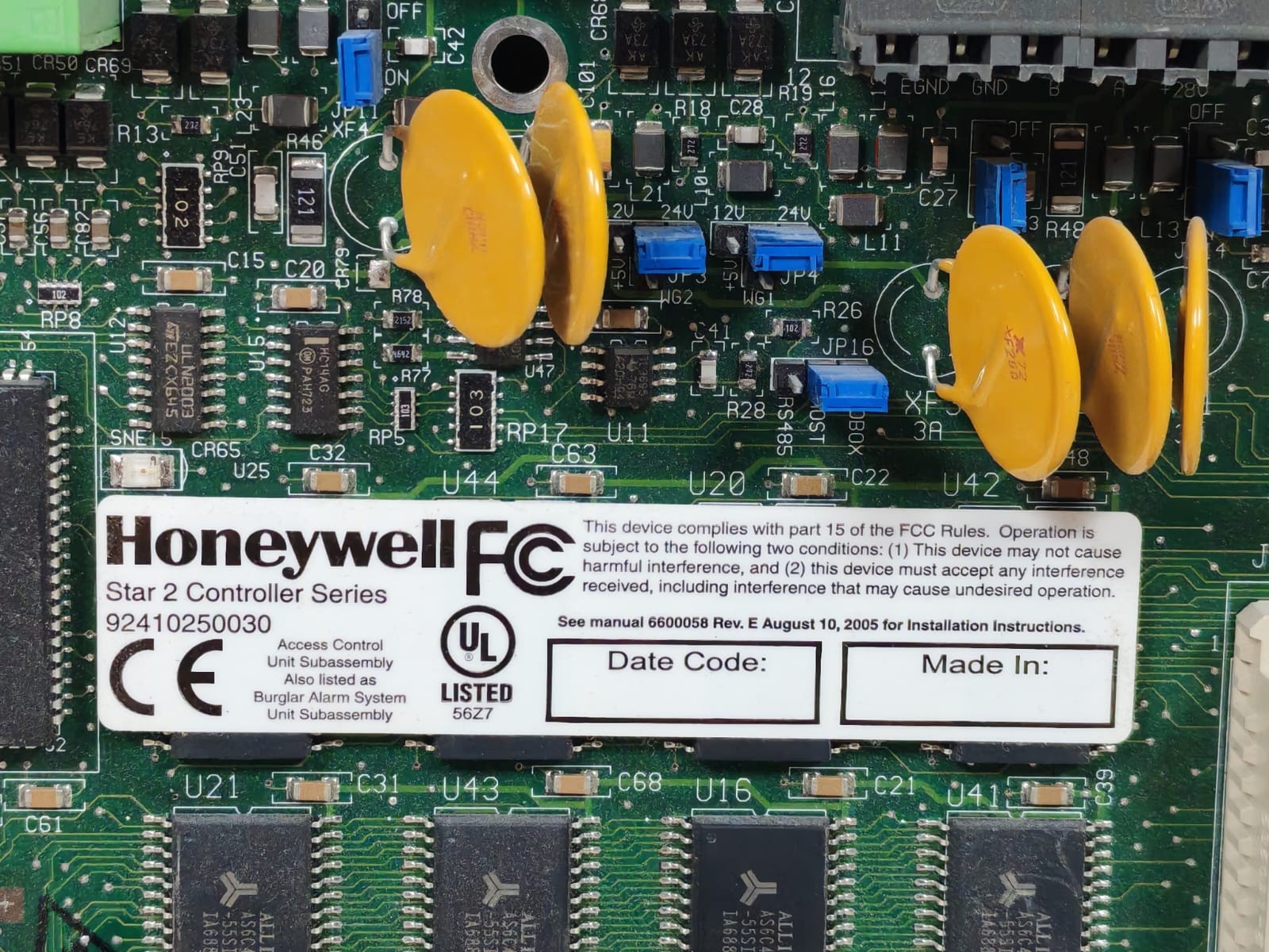 Honeywell 4100 SMT BD Honeywell Nexsentry 4100 SMT BD Control Module 6200029 J 2