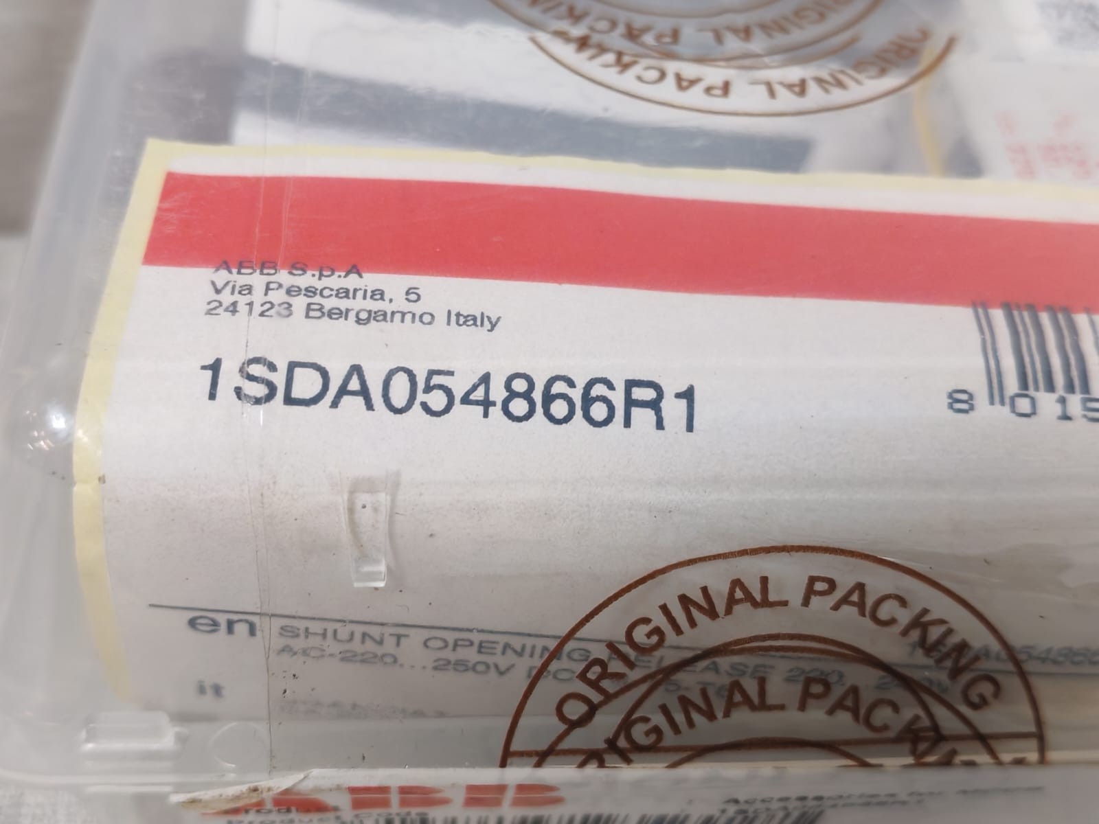 ABB 1SDA054866R1 ABB 1SDA054866R1 Shunt Opening Release 220-240V- FACTORY SEALED 2
