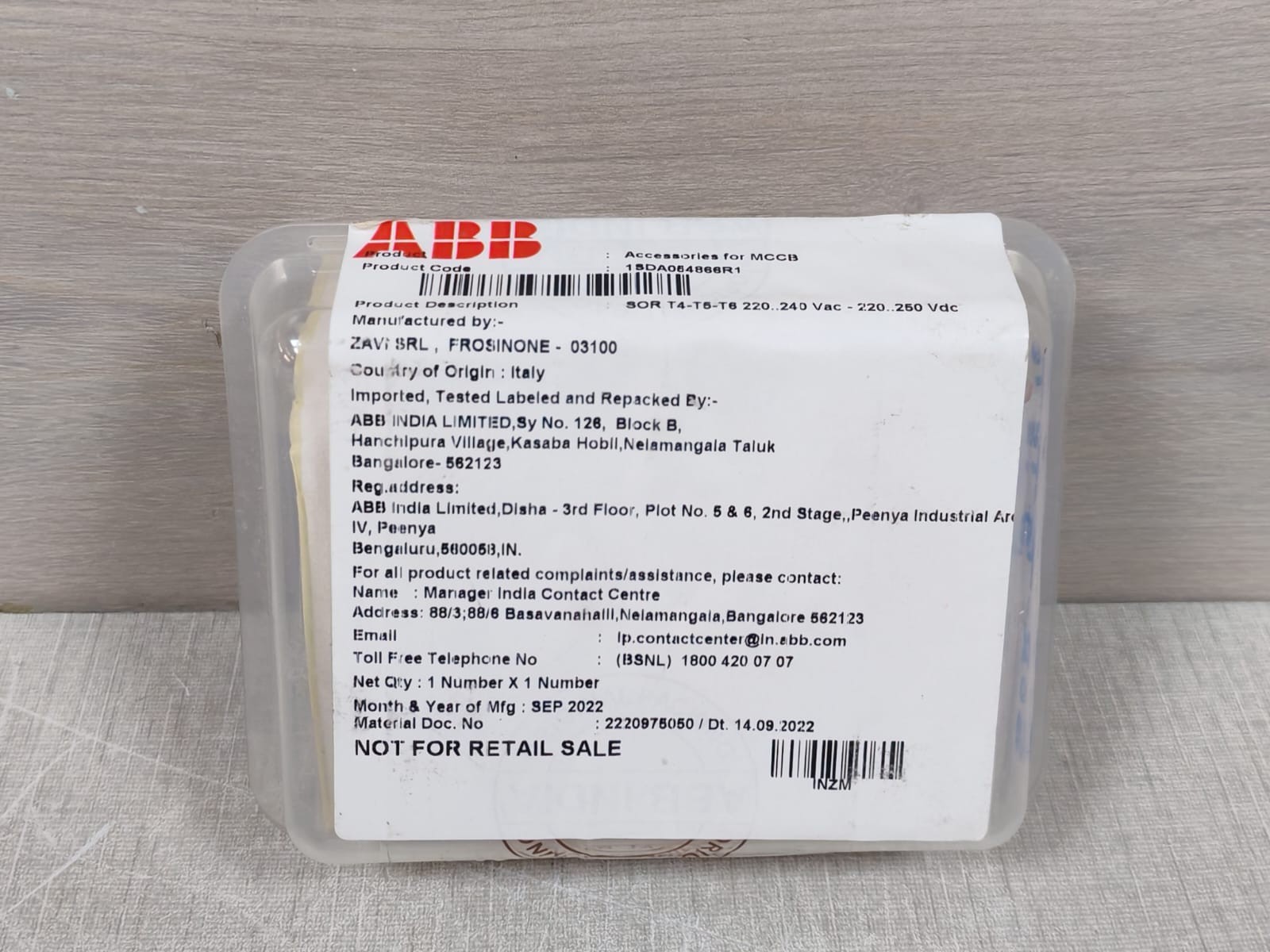 ABB 1SDA054866R1 ABB 1SDA054866R1 Shunt Opening Release 220-240V- FACTORY SEALED 5