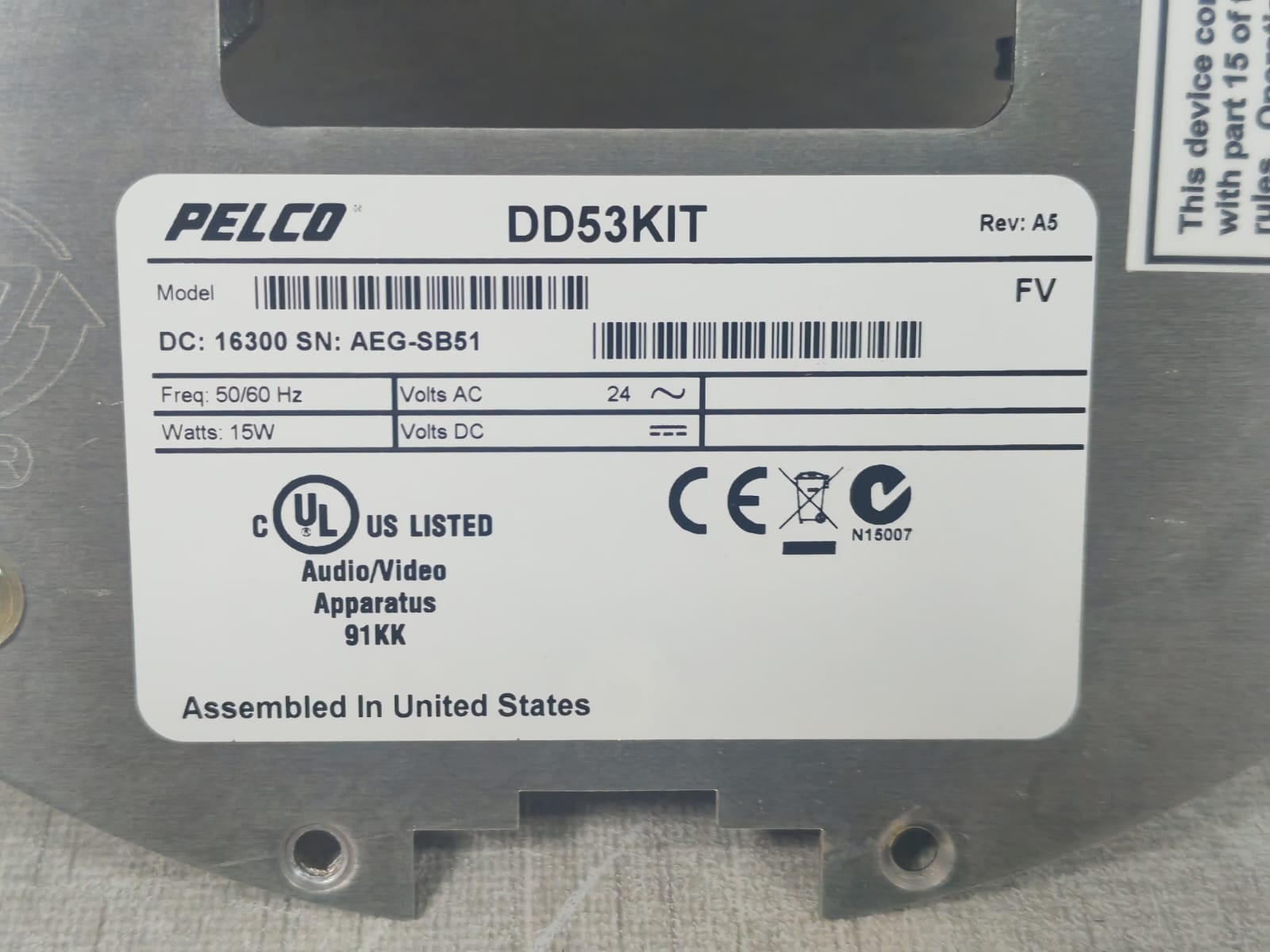 Schneider Electric DD53KIT REV.A5 PELCO BY SCHNEIDER ELECTRIC DD53KIT REV.A5 SPECTRA III FAN/PWR SUP REPAIR KIT 7