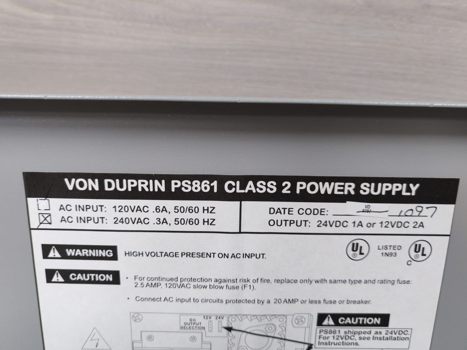 VON DUPRIN PS861 VON DUPRIN PS861 CLASS 2 POWER SUPPLY 7