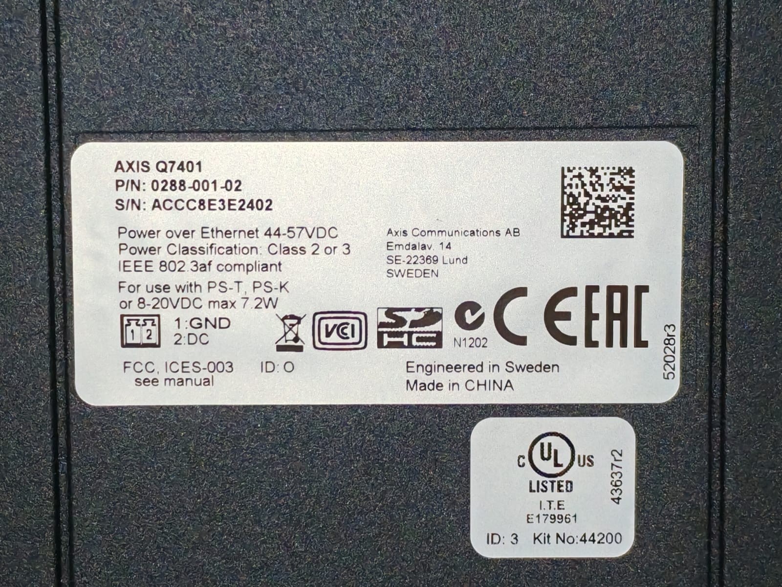 Axis Q7401 Axis Communication Q7401 Video Encoder 0288-001-02 4