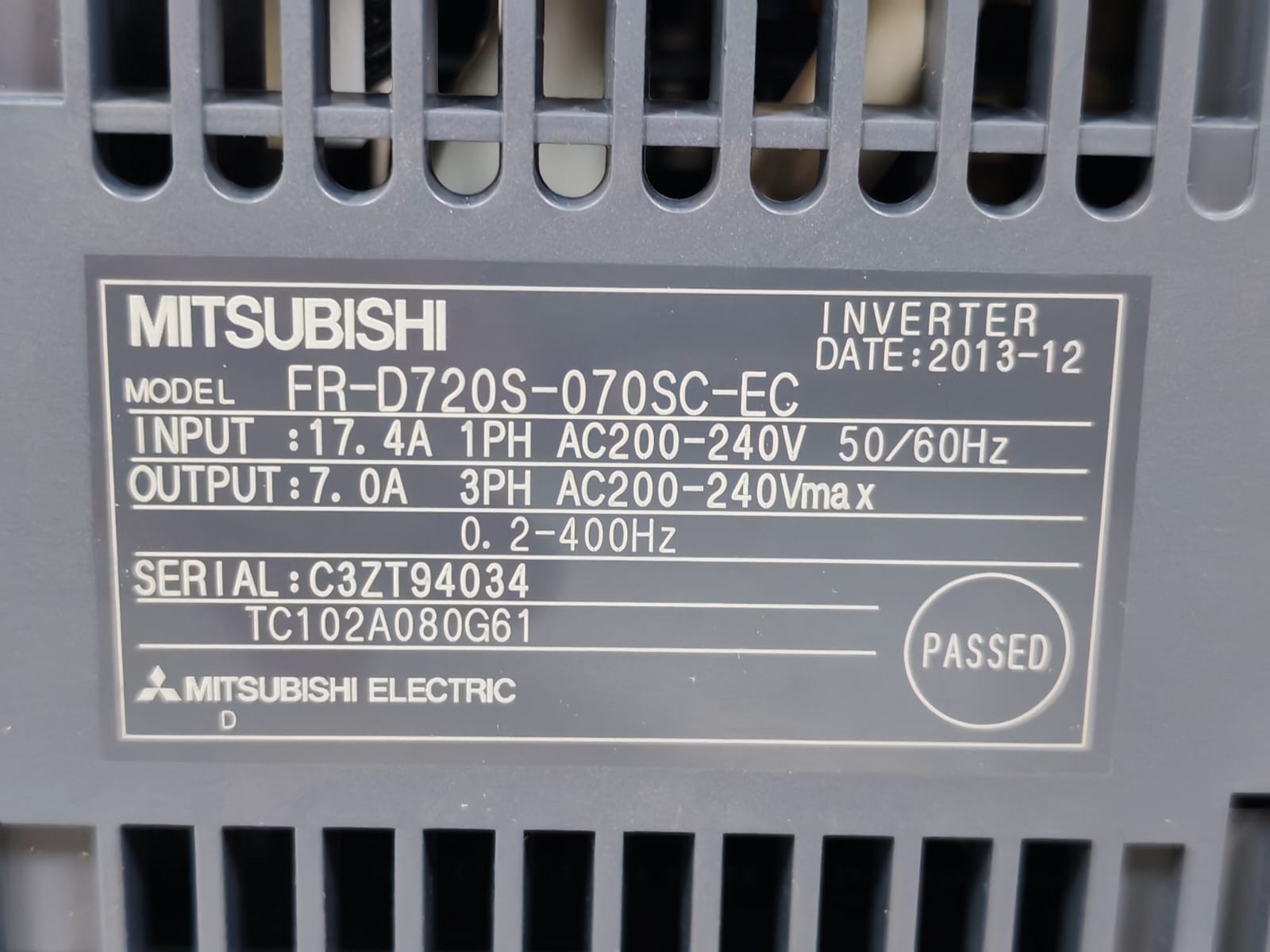 Mitsubishi Electric AC200-240V MITSUBISHI D700-SC FR-D720S-070SC-EC INVERTER AC200-240V 9