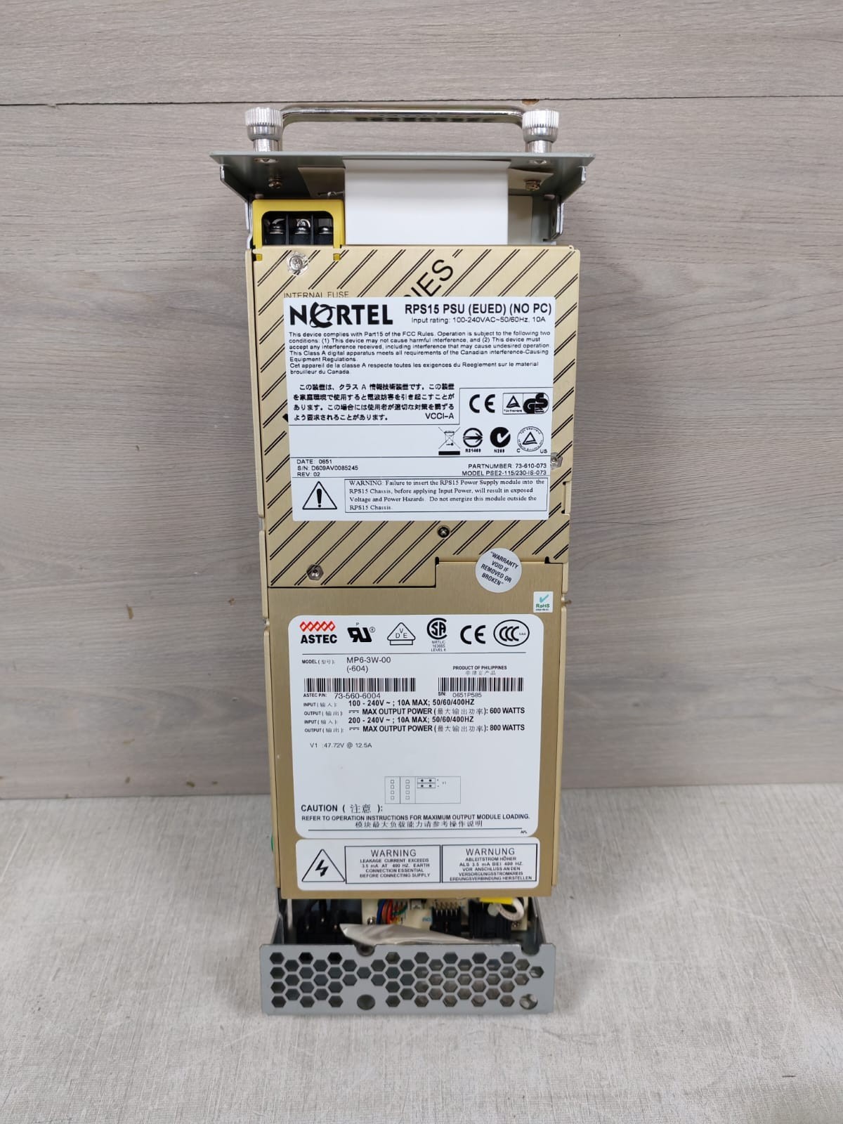 NORTEL PSU-73 NORTEL RPS15 PSU 73-610-073 / MP6-3W-00 POWER SUPPLY 2