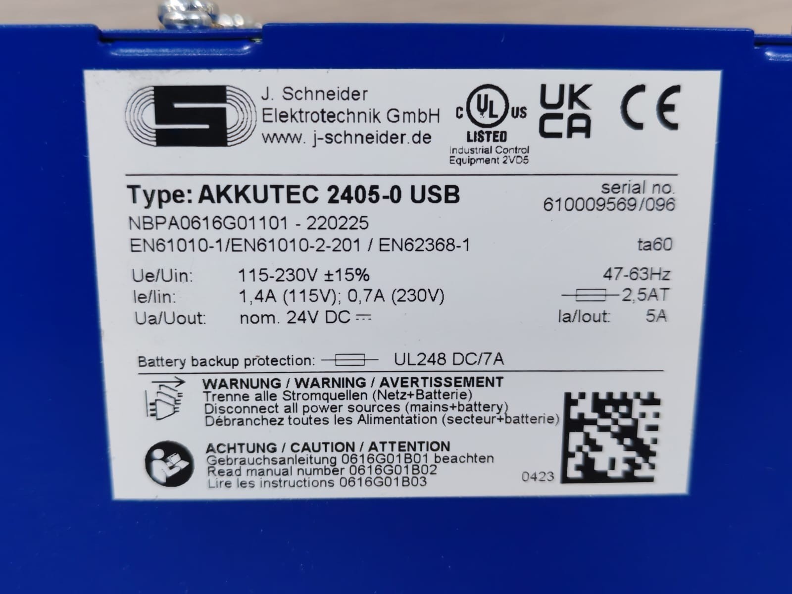 Schneider AKKUTEC 2405-0 J. Schneider AKKUTEC 2405-0 USB Power Supply 4