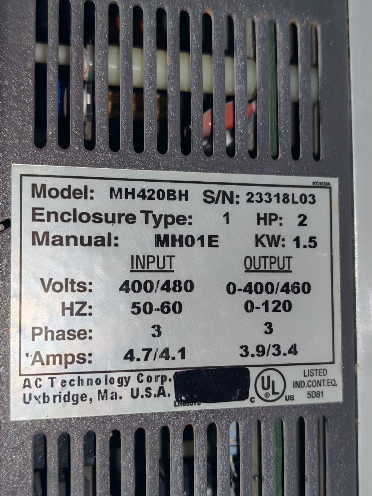 AC Tech MH420BH AC Tech MC Series MH420BH Intelligent Drive 8