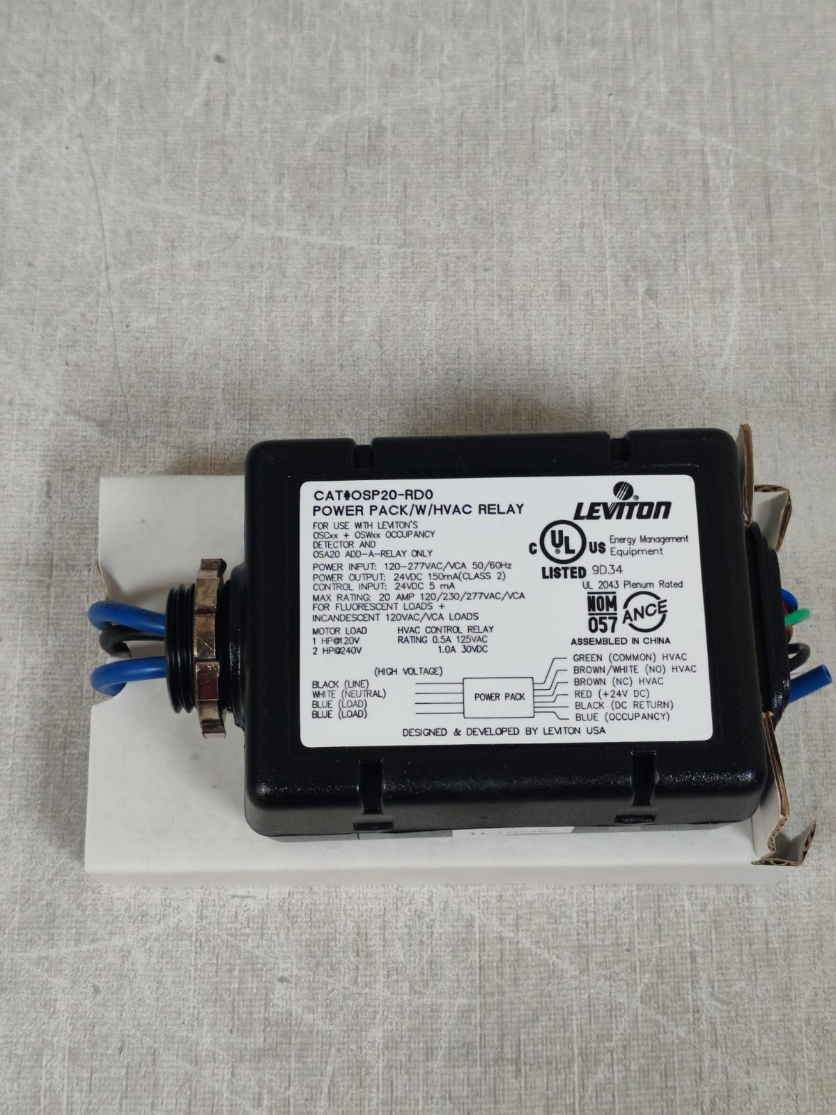 Leviton OSP20-RD0 LEVITON OSP20-RD0 OCCUPANCY POWER PACK /W/HVAC RELAY 3
