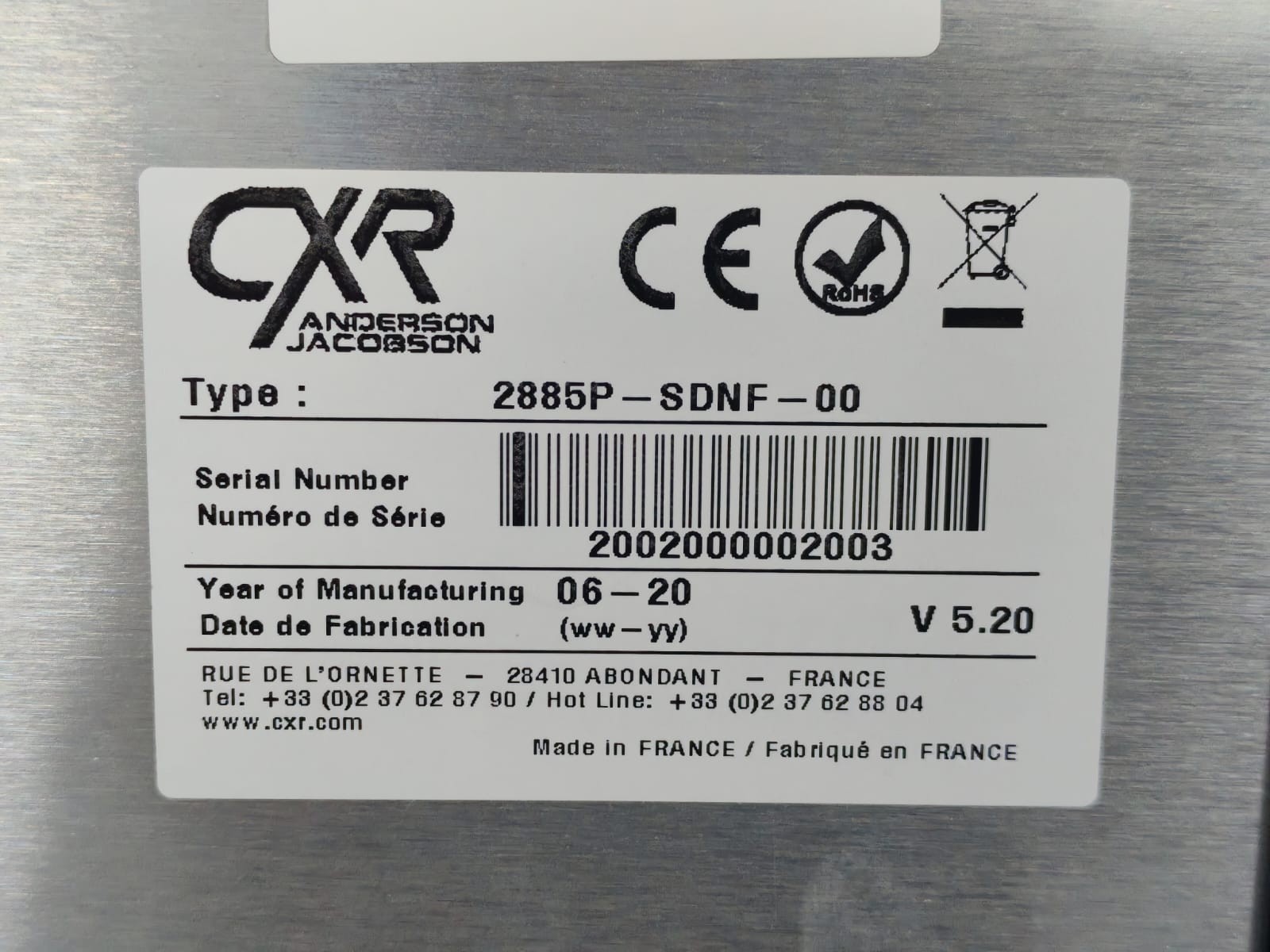 CXR ANDERSON JACOBSON AJ-2885 CXR ANDERSON JACOBSON AJ 2885 SERIES 2885P-SDNF-00 ANALOG MODEM 10