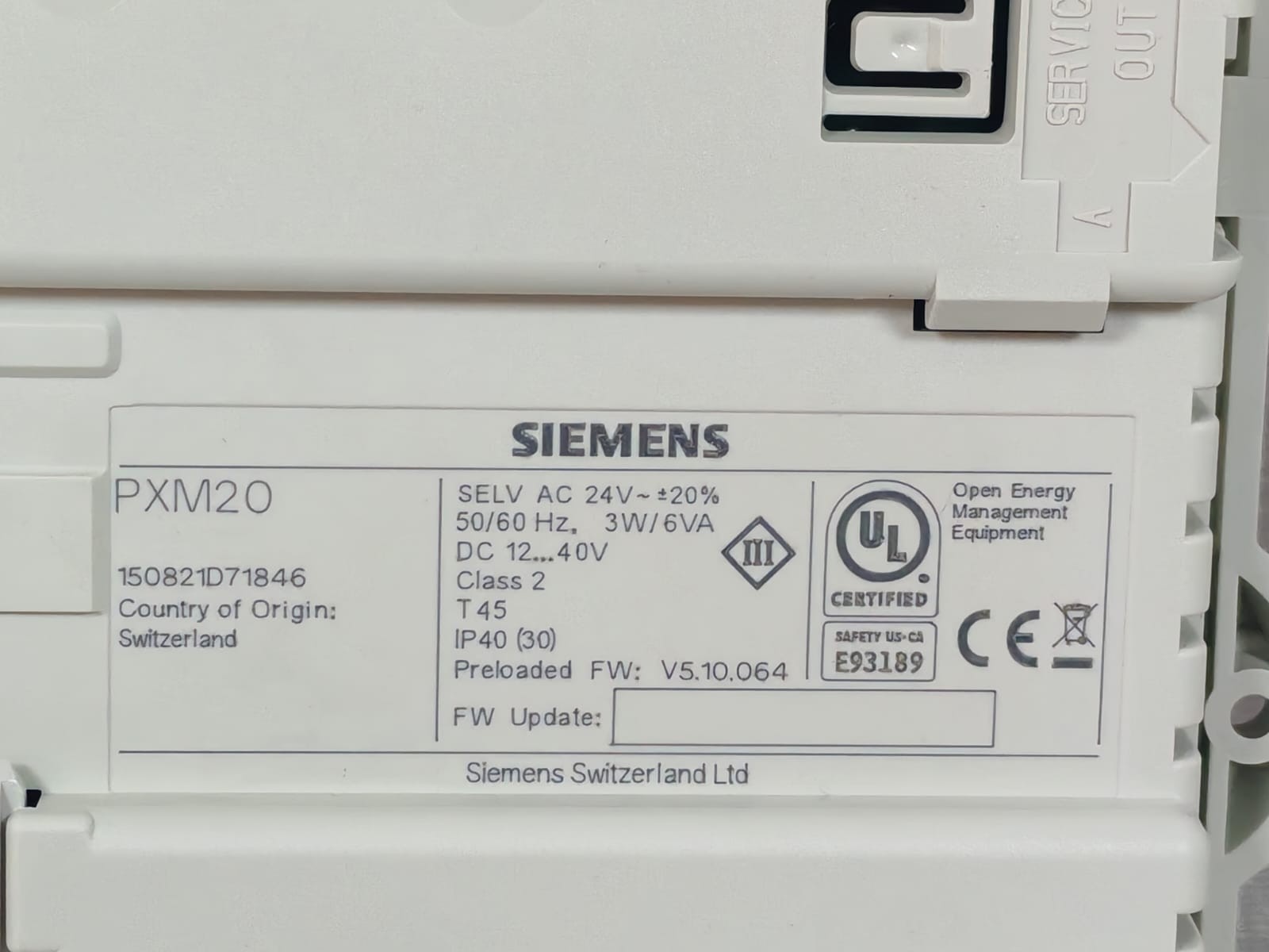 Siemens PXM20 Siemens PXM20 Operating Unit 9