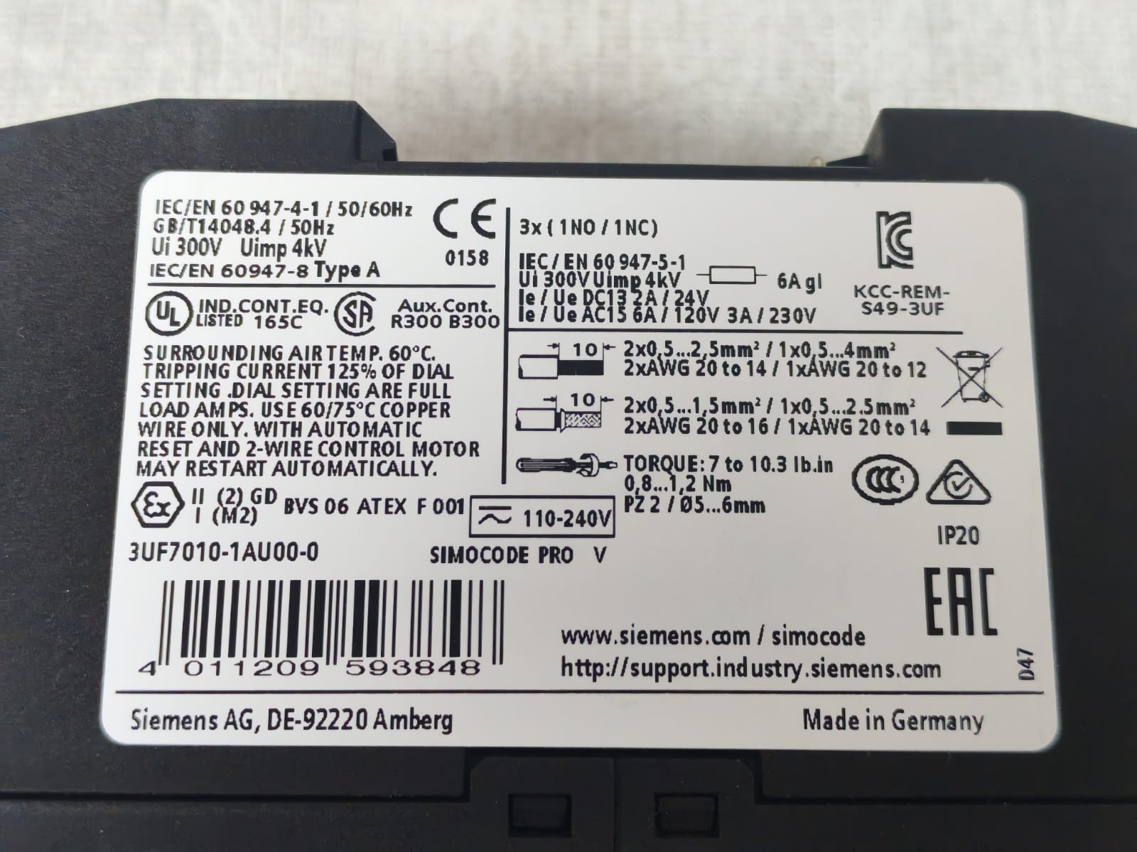 Siemens 3UF7010-1AU00-0 SIEMENS 3UF7010-1AU00-0 SIMOCODE PRO V 6