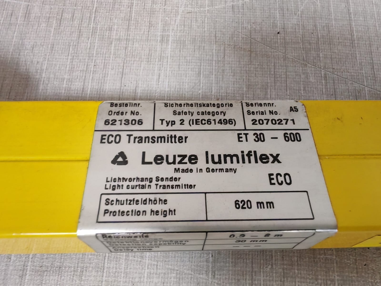 LEUZE 621306 LEUZE LUMIFLEX ET 30-600 621306 ECO Transmitter 5