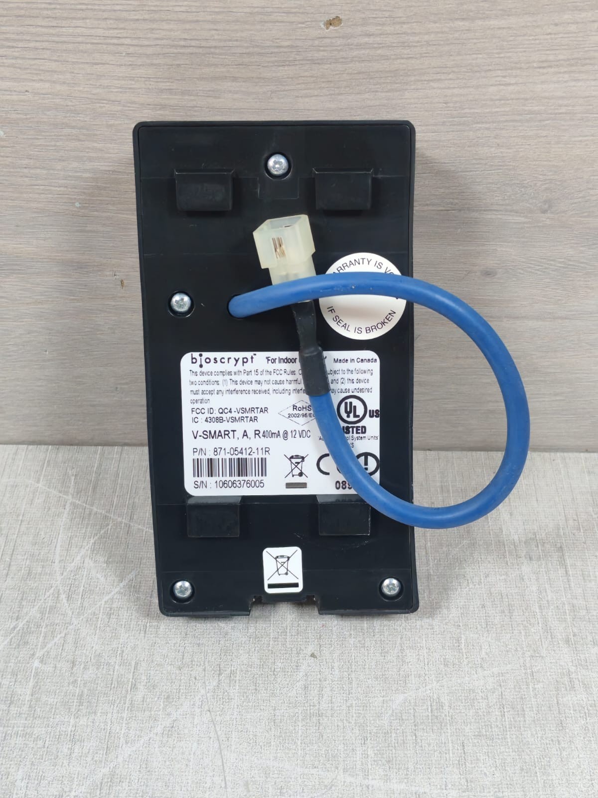 BIOSCRYPT 881-05422-13R /871-05412-11R BIOSCRYPT V-SMART A,R 881-05422-13R /871-05412-11R ACCESS CONTROL DEVICE 6