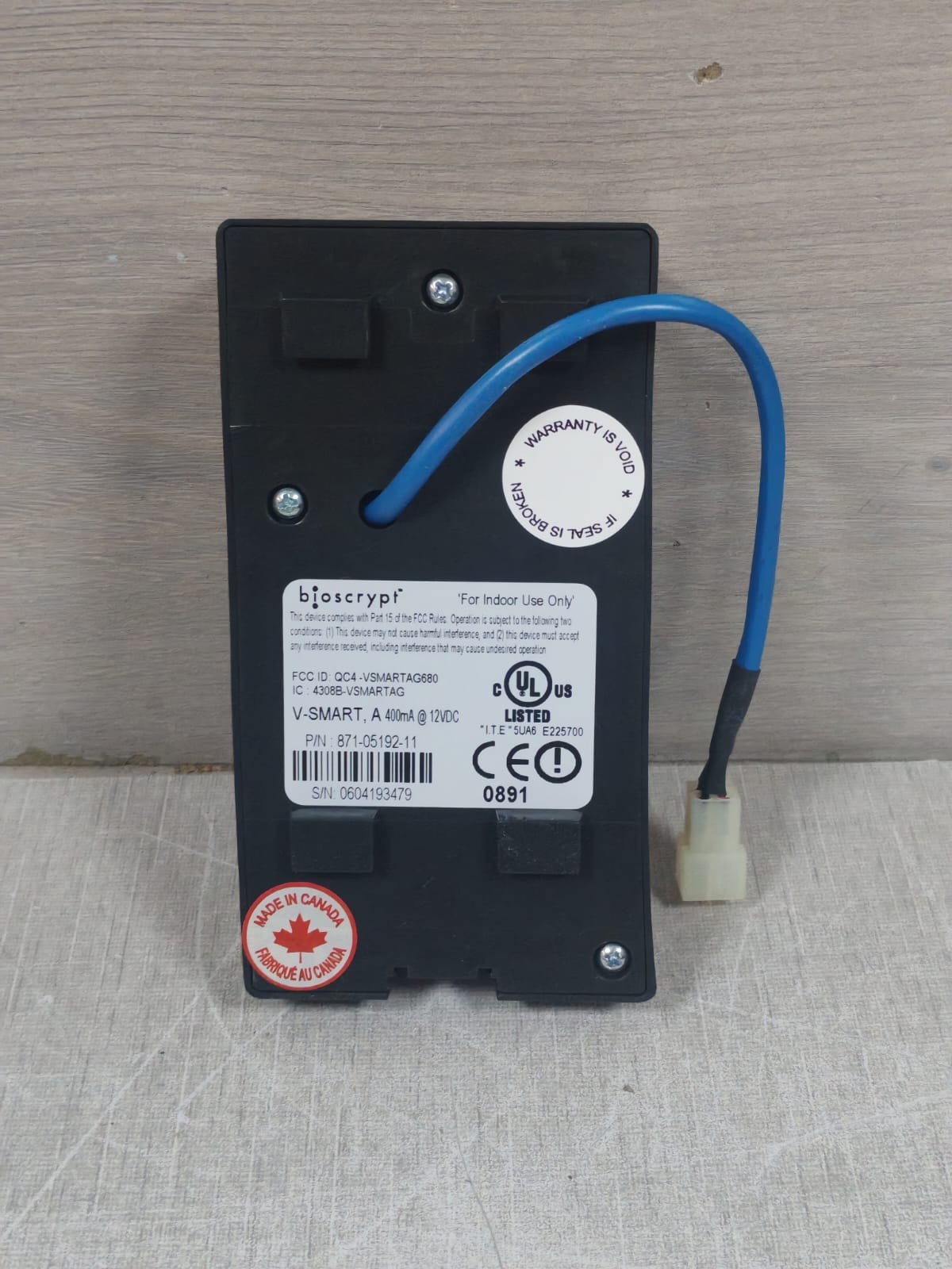 BIOSCRYPT 871-05362-13 /871-05192-11 BIOSCRYPT V-SMART A 871-05362-13 /871-05192-11 ACCESS CONTROL DEVICE 7