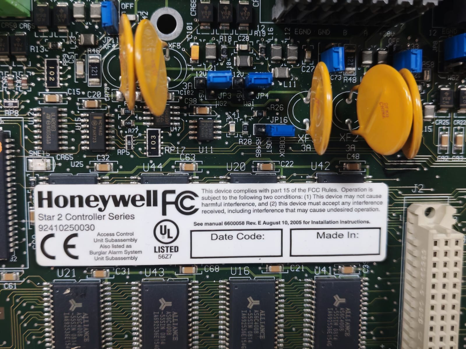 Honeywell 6200029 Honeywell Nexsentry 4100 SMT BD Control Module 6200029 Rev.K 2