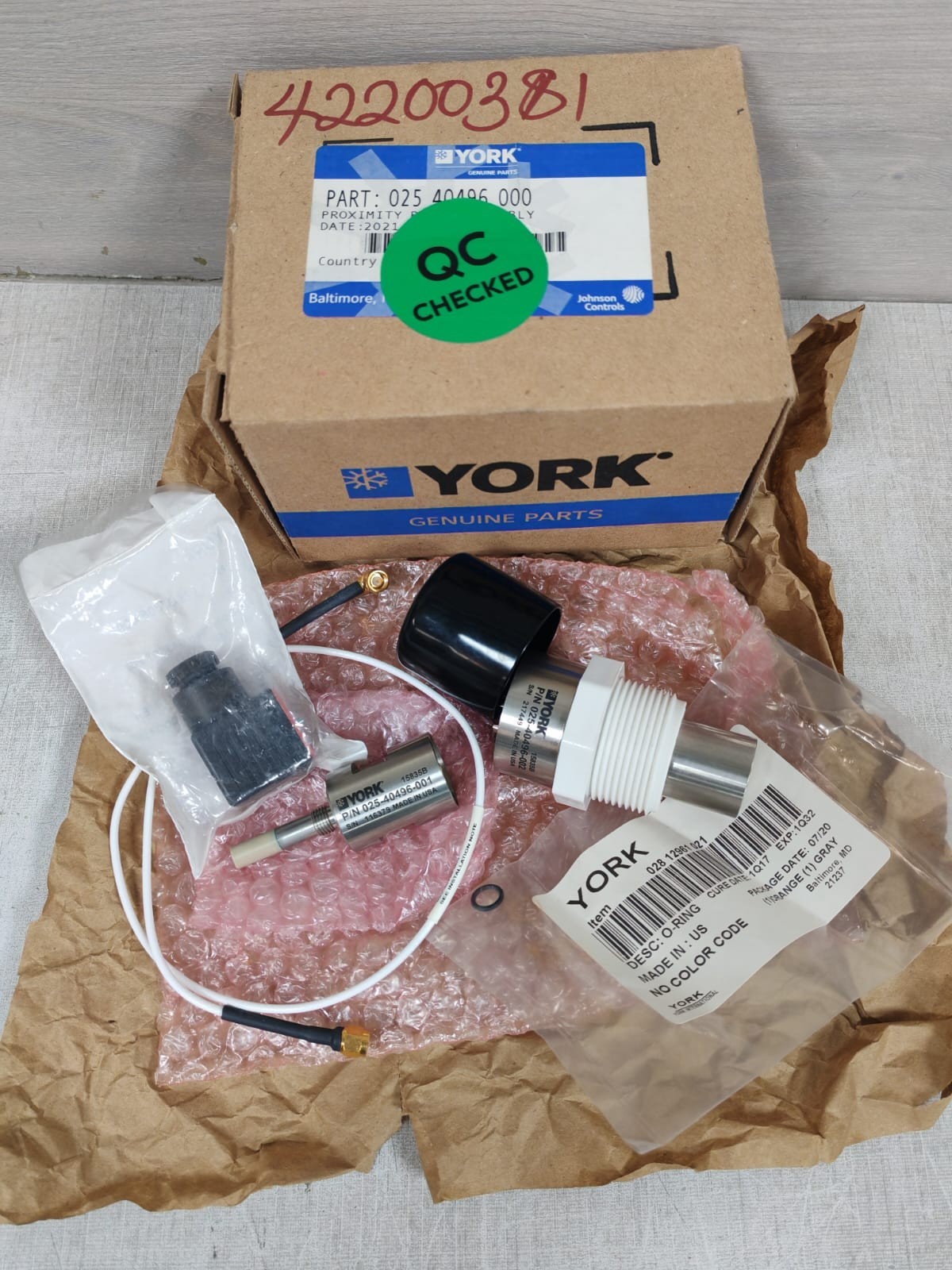 YORK 025 40496 000 / 025-40496-001,..-002 and..-003 with 025-37805 and O ring