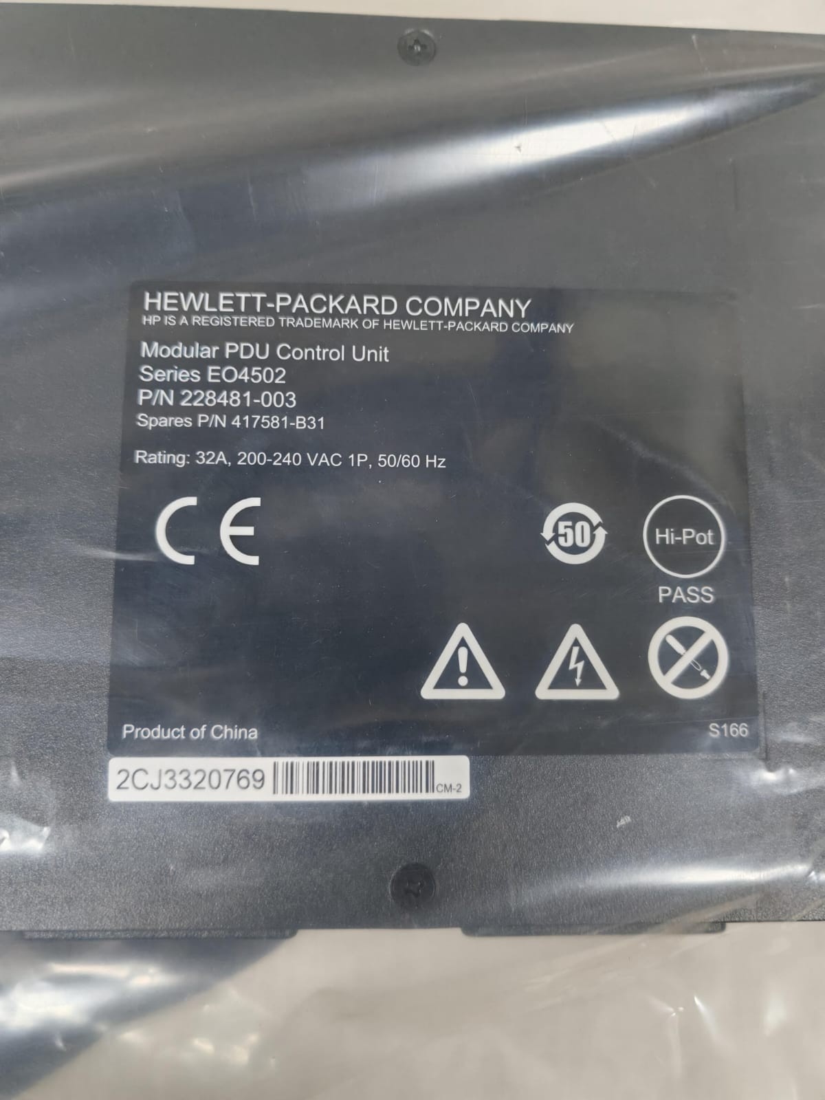 HEWLETT-PARKARD EO4502 228481-003 HEWLETT-PARKARD EO4502 228481-003 MODULAR PDU CONTROL UNIT- NEW W/O ORIG.BOX 9
