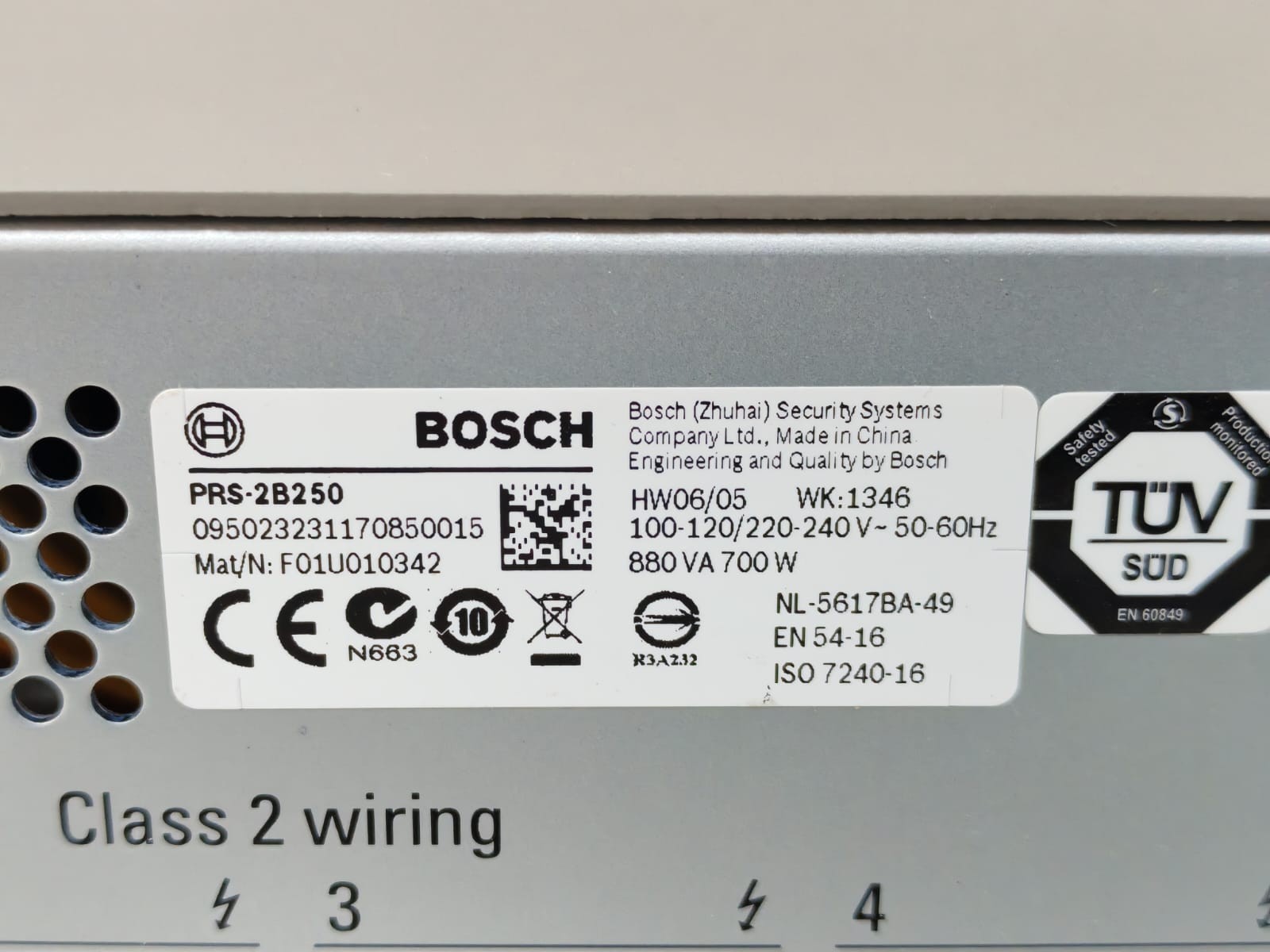 Bosch F01U010342 HW06/05 BOSCH SECURITY SYSTEMS PRS-2B250 MAT/N:F01U010342 HW06/05 BASIC AMPLIFIER 6