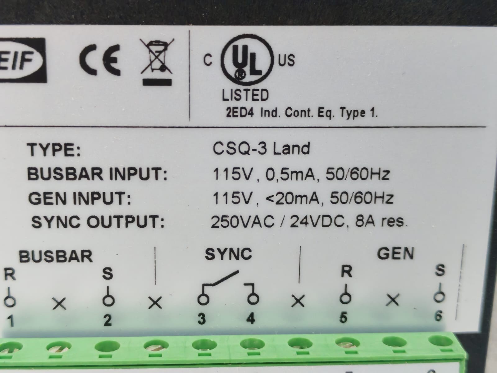 DEIF CSQ-3 LAND DEIF CSQ-3 LAND MULTI-FUNCTION SYNCHROSCOPE METER 115V 6
