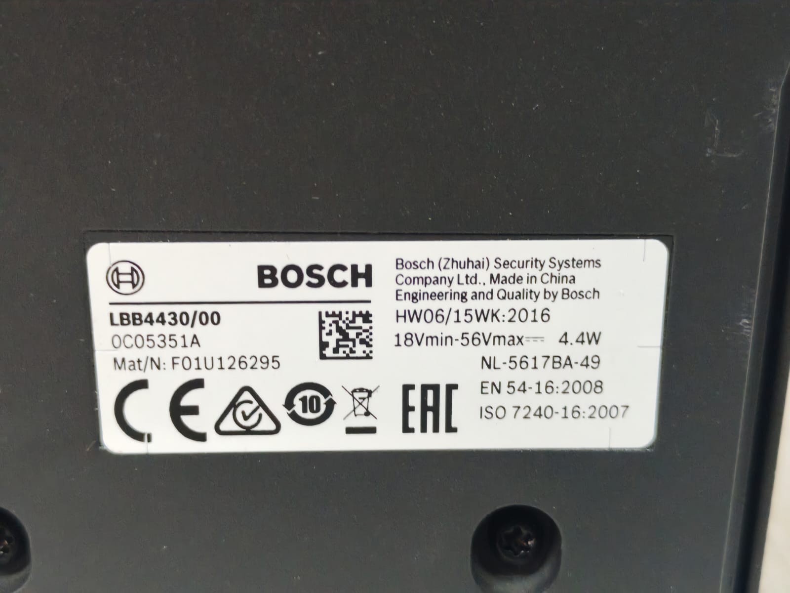 Bosch F01U126295 BOSCH LBB4430/00 MAT/N:F01U126295 CALL STATION BASIC W/ MICROPHONE 6